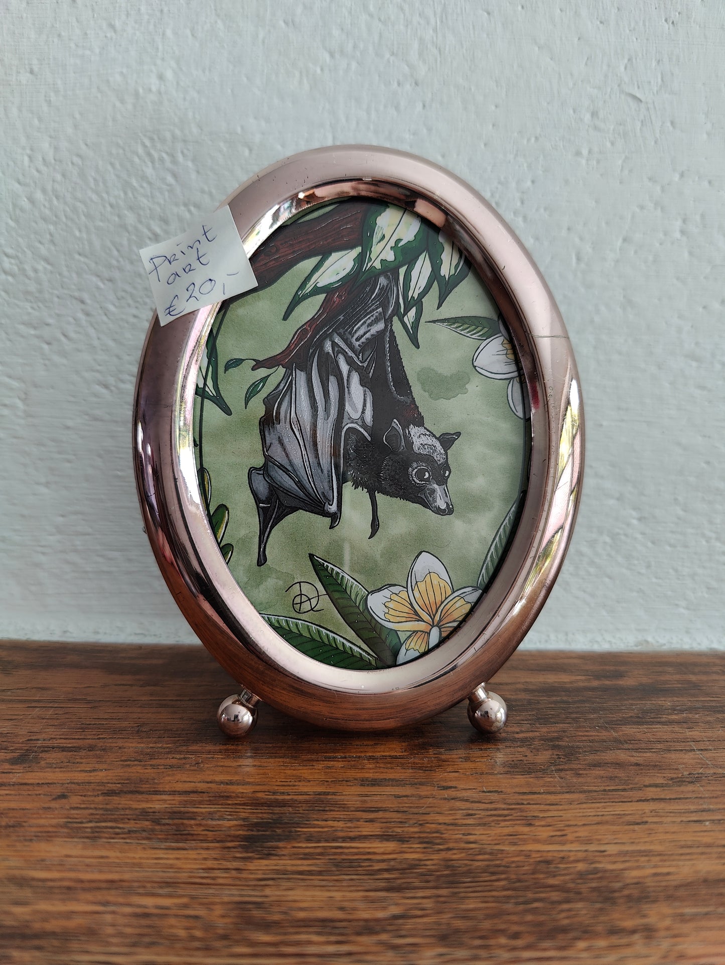 Framed Art Print Oval Bat