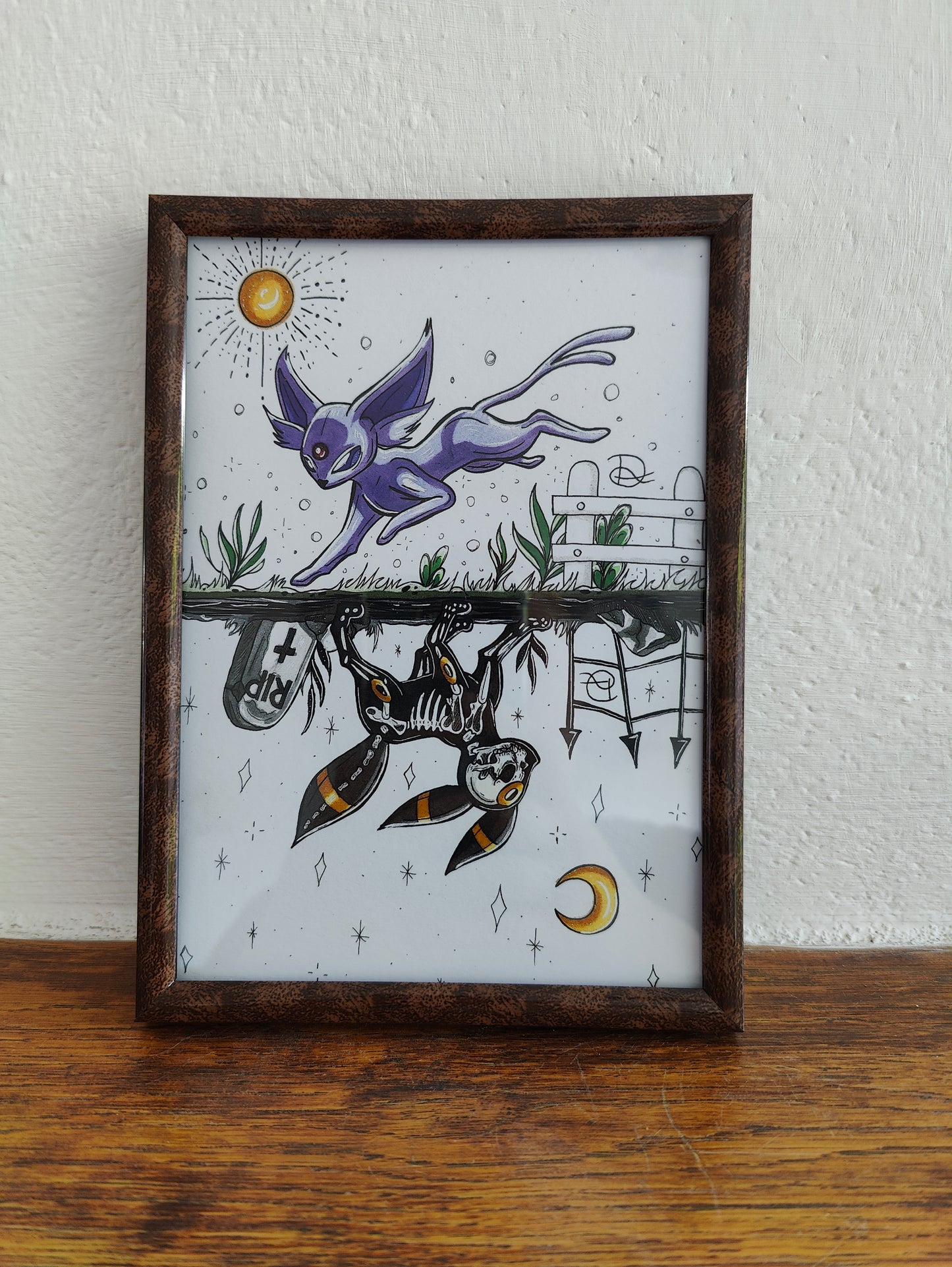 Framed Art Print Umbreon Espeon