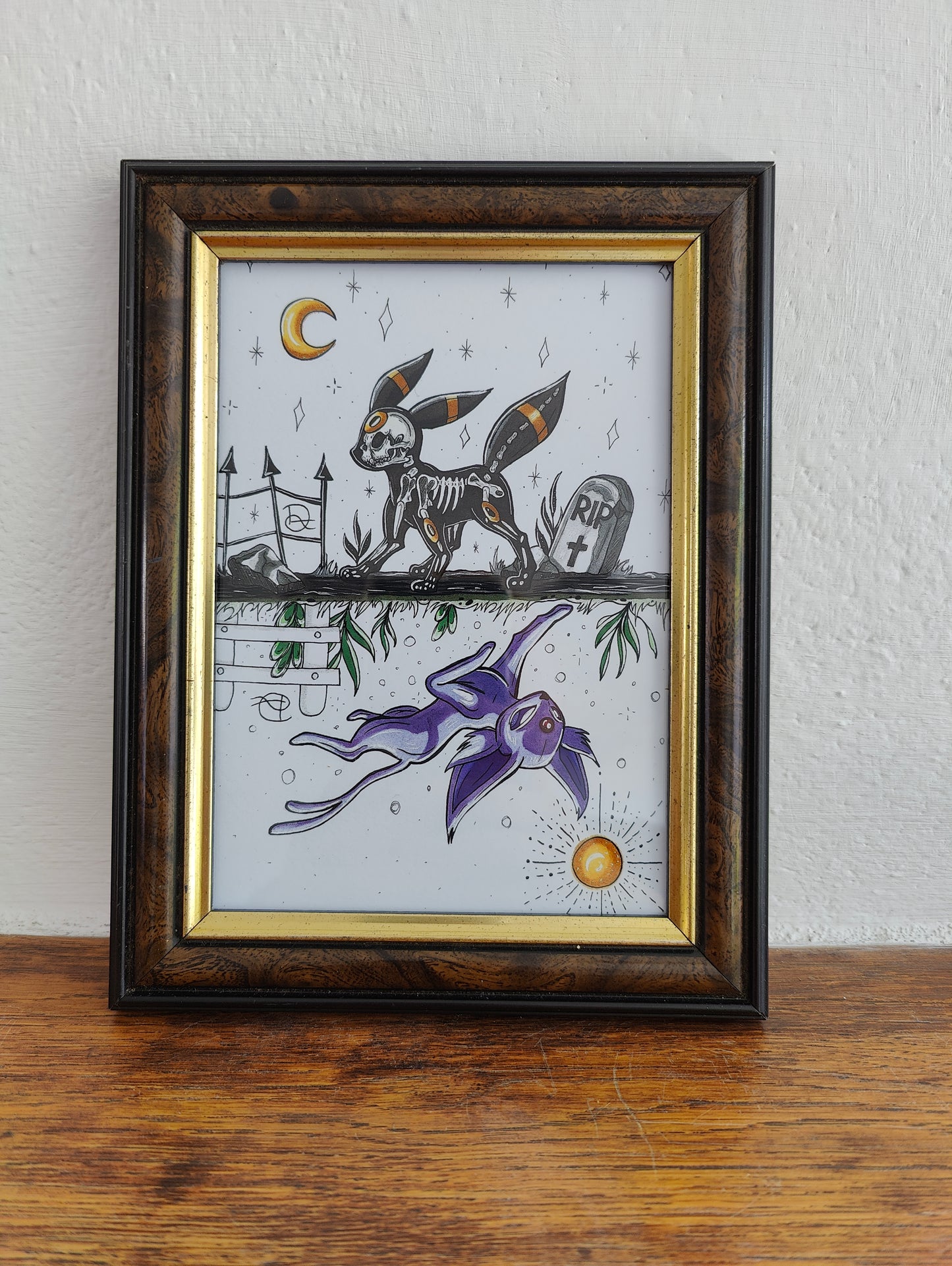 Framed Art Print Umbreon Espeon