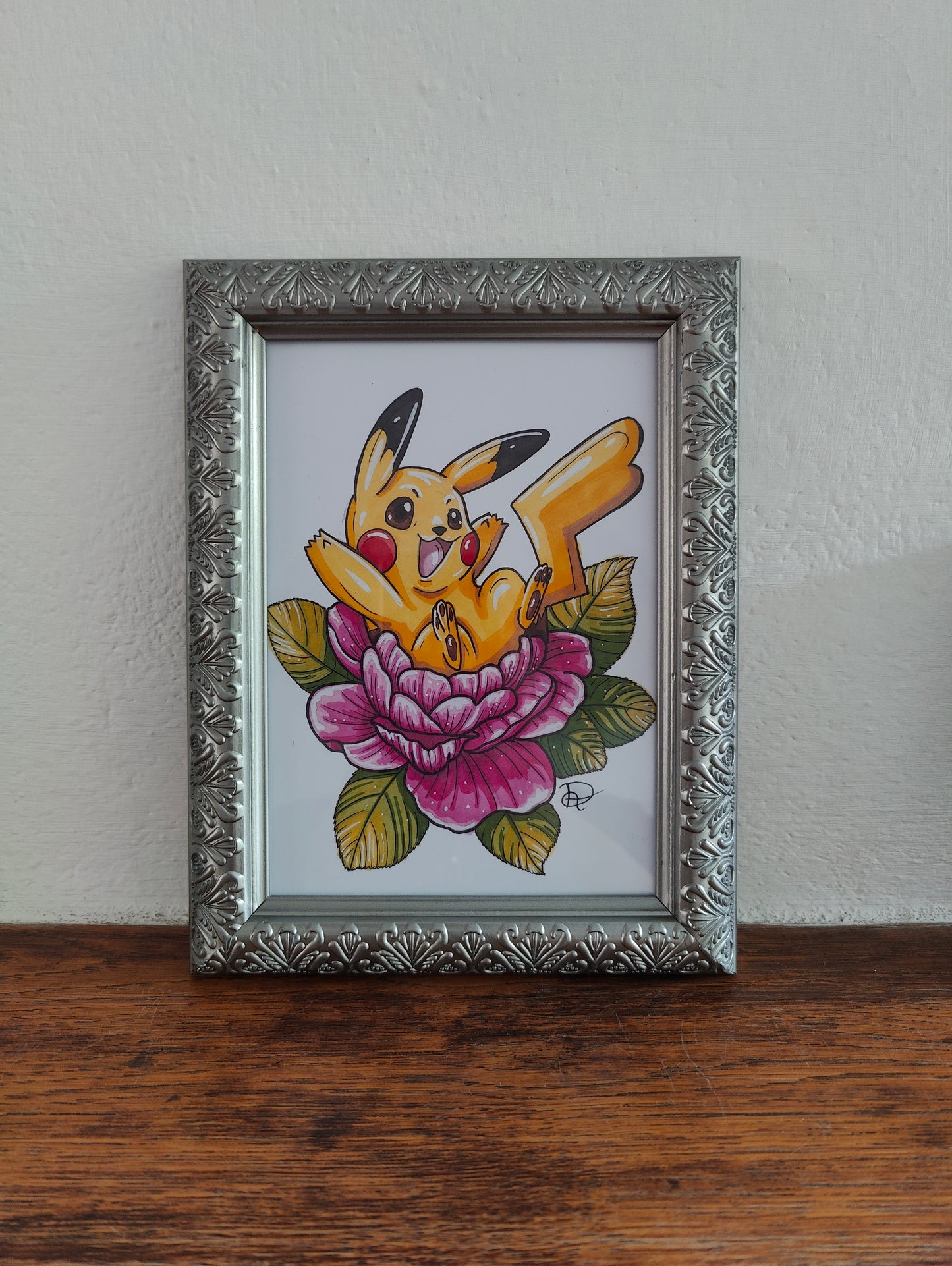 Framed Art Print Peony Pikachu