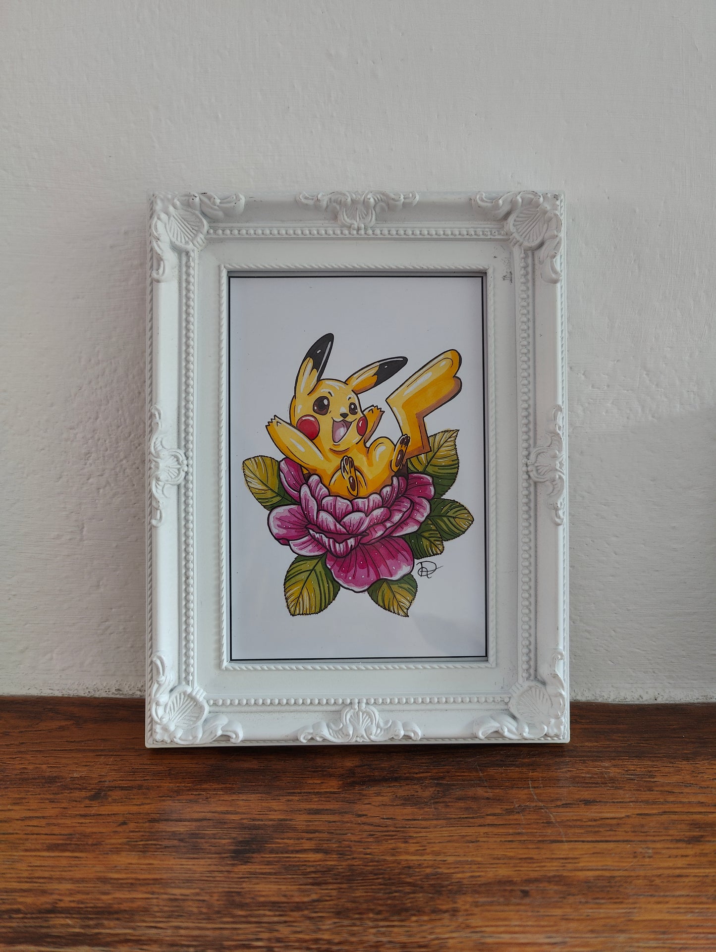 Framed Art Print Peony Pikachu