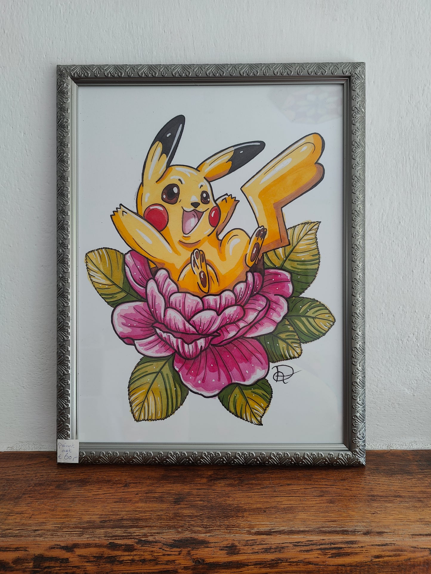 Framed Art Print Peony Pikachu A3+ (No shipping)