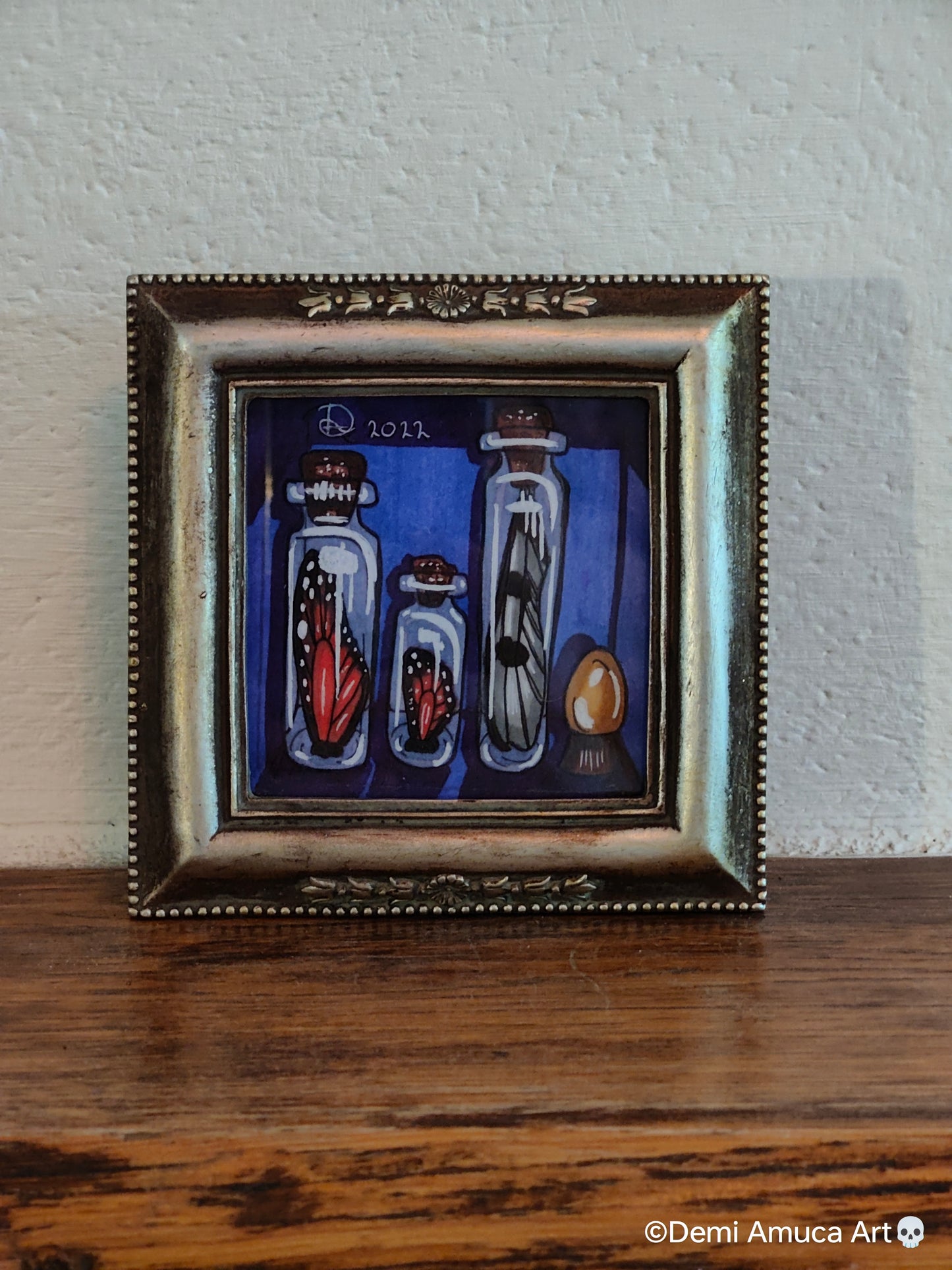 Framed Art Print Butterfly Bottles