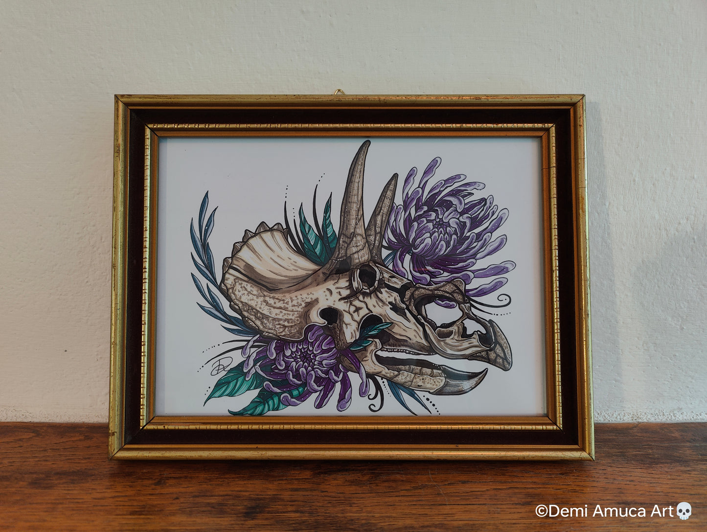 Framed Art Print Triceratops Skull (Pick Up Preferred)