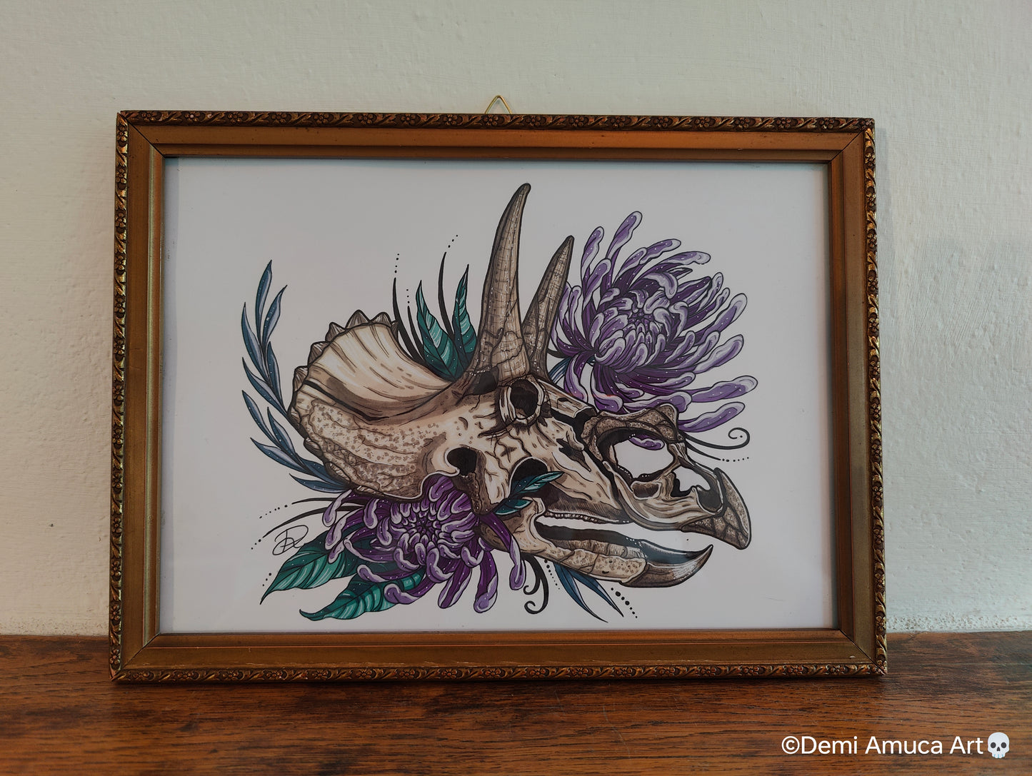 Framed Art Print Triceratops Skull (Pick Up Preferred)