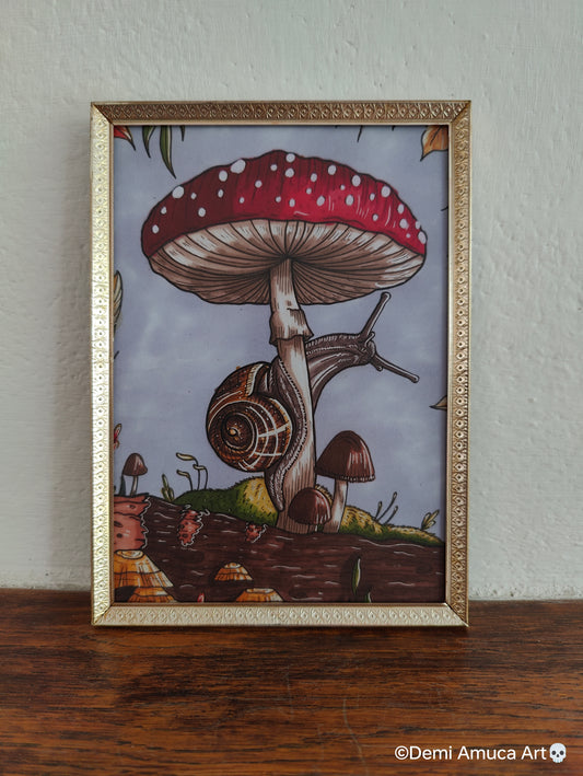 Framed Art Print Snail Shroom