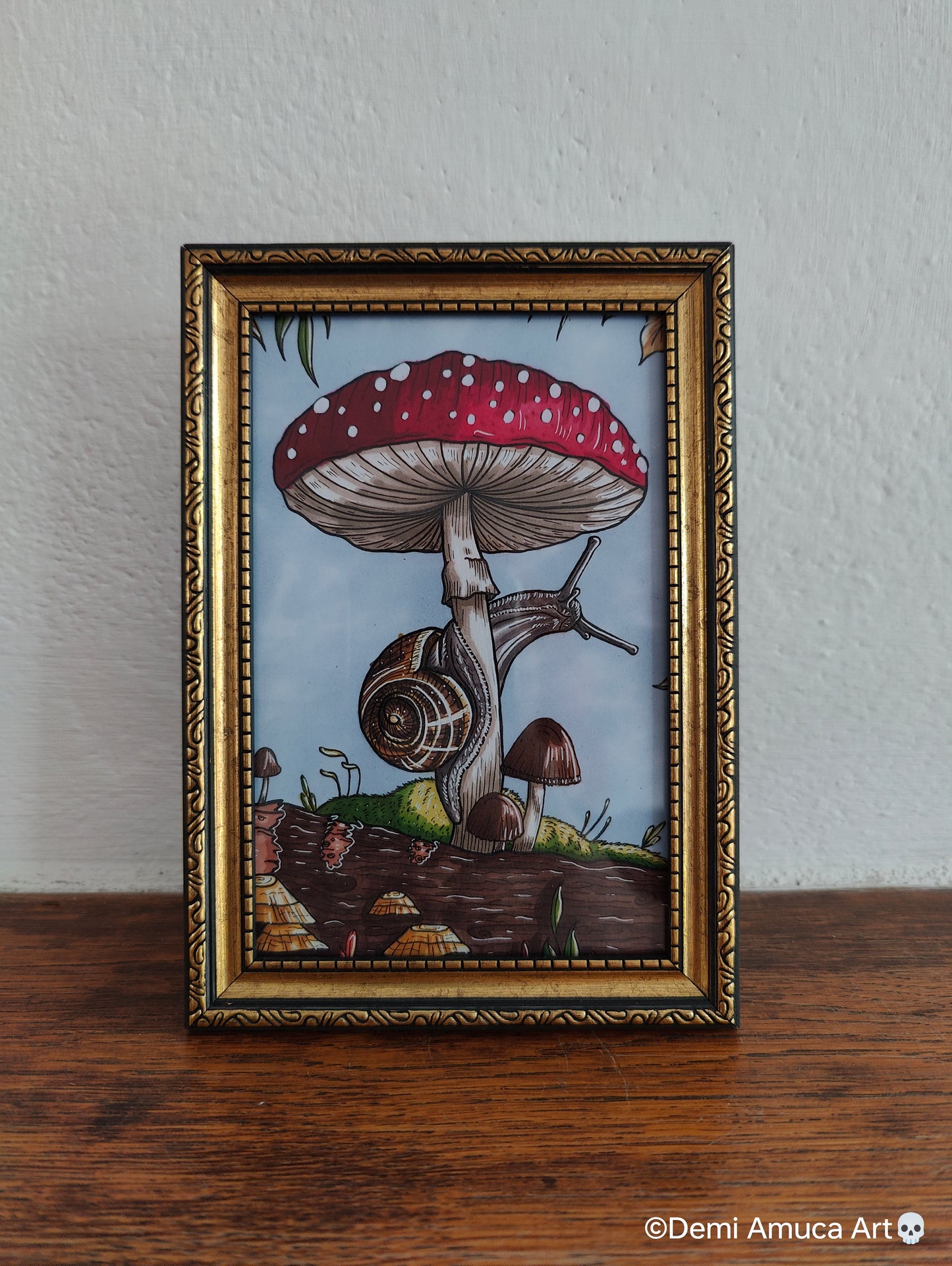 Framed Art Print Snail Shroom