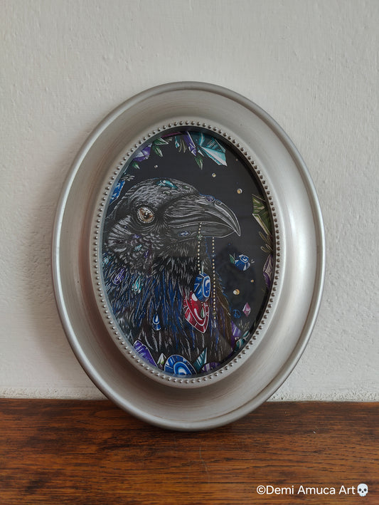 Framed Art Print Gem Raven