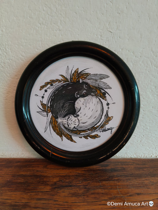 Framed Art Print Ying Yang Rats