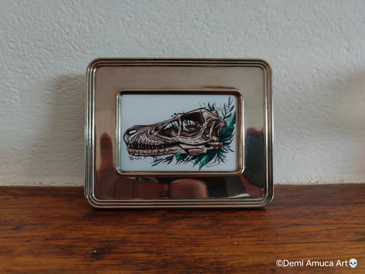 Framed Art Print Raptor Skull