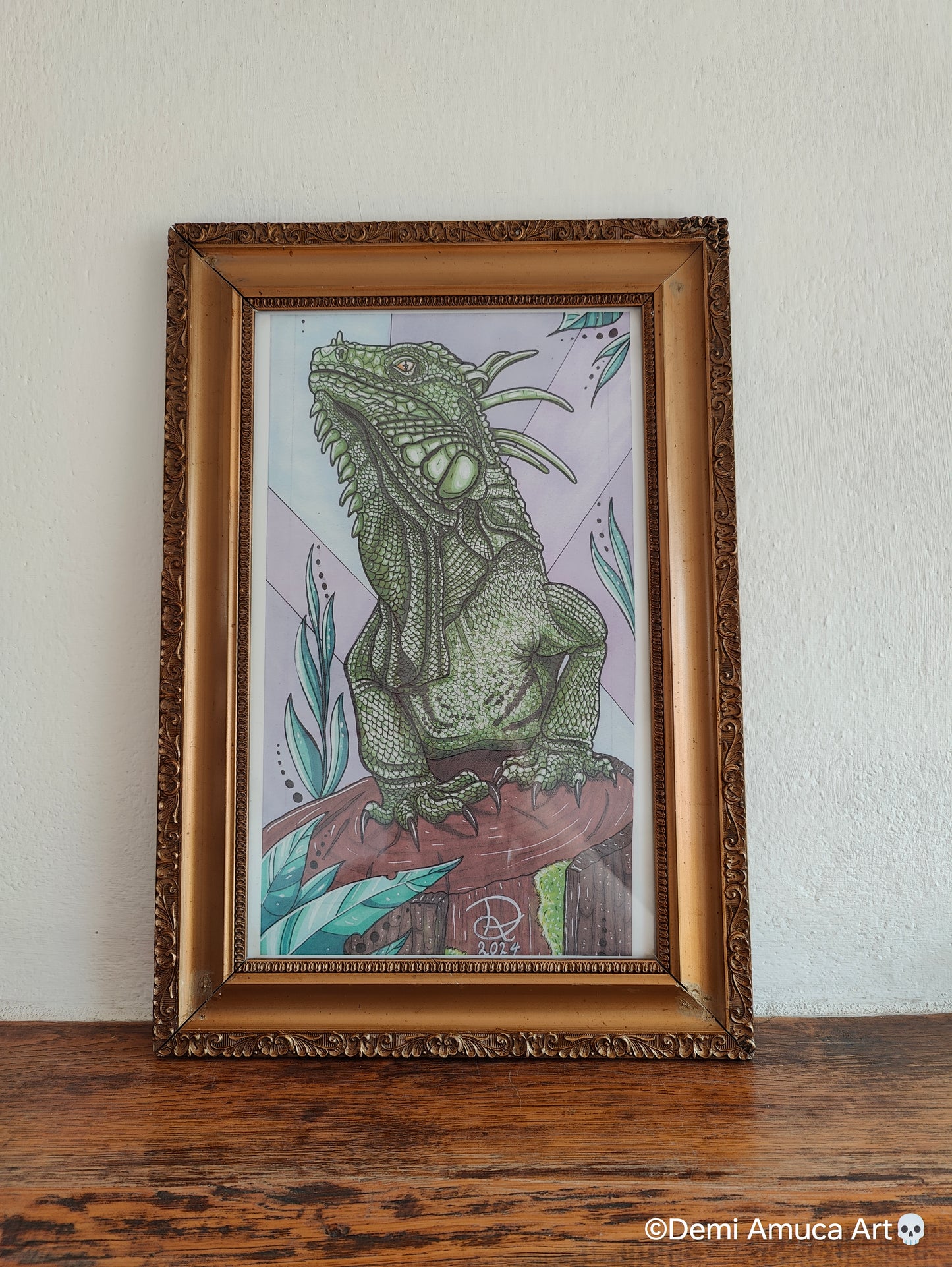 Framed Art Print: Green Iguana (No Shipping)