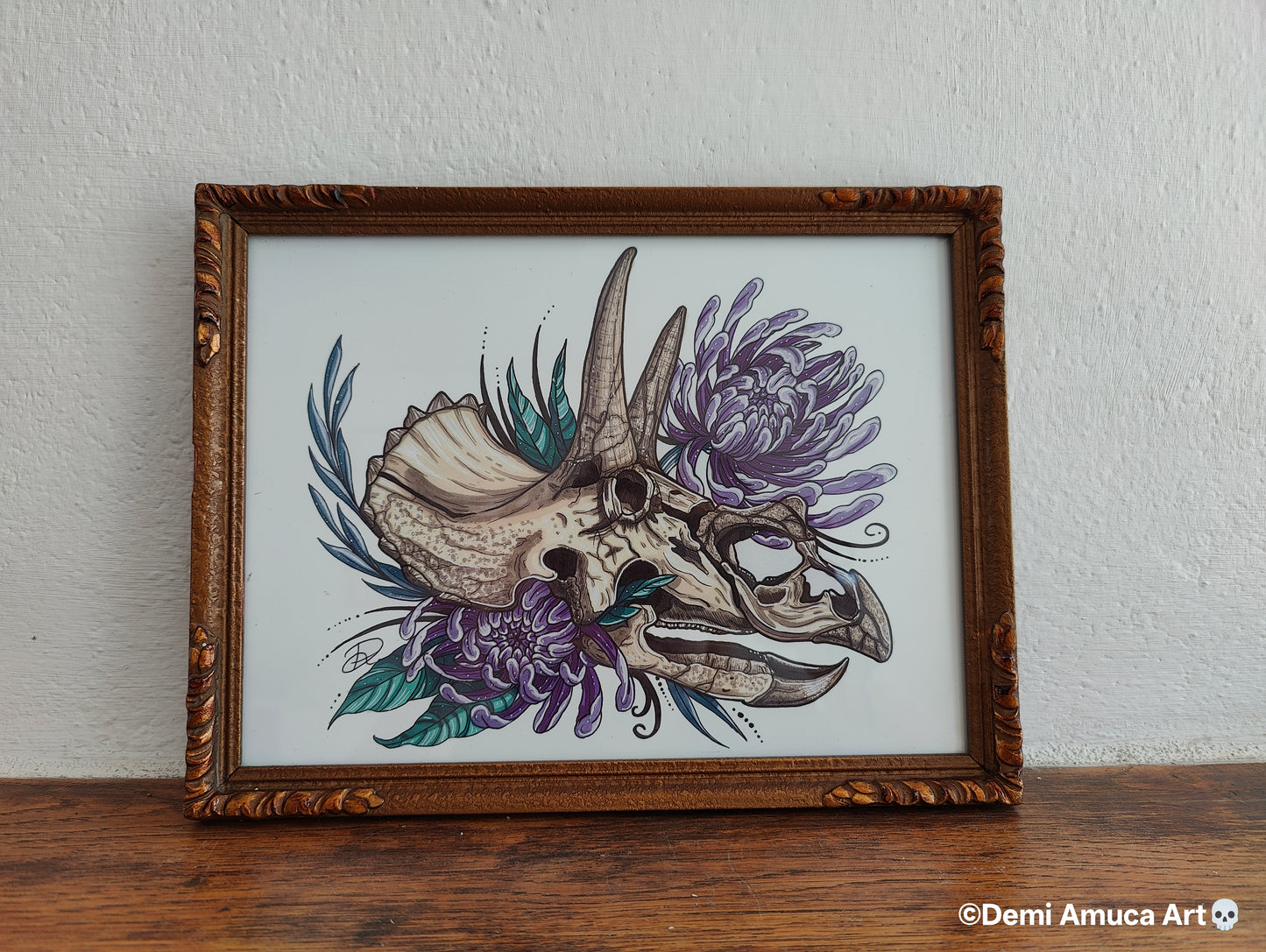 Framed Art Print Triceratops Skull