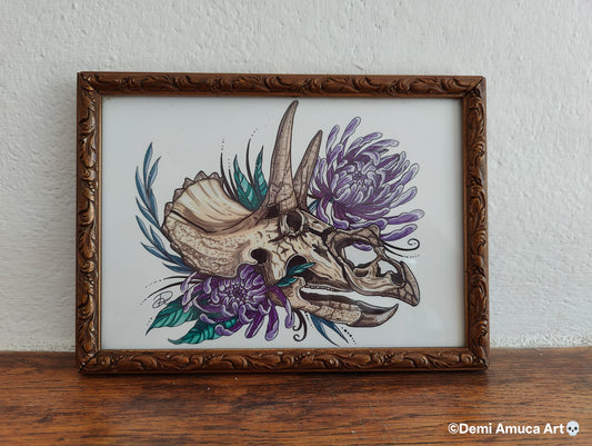 Framed Art Print Triceratops Skull