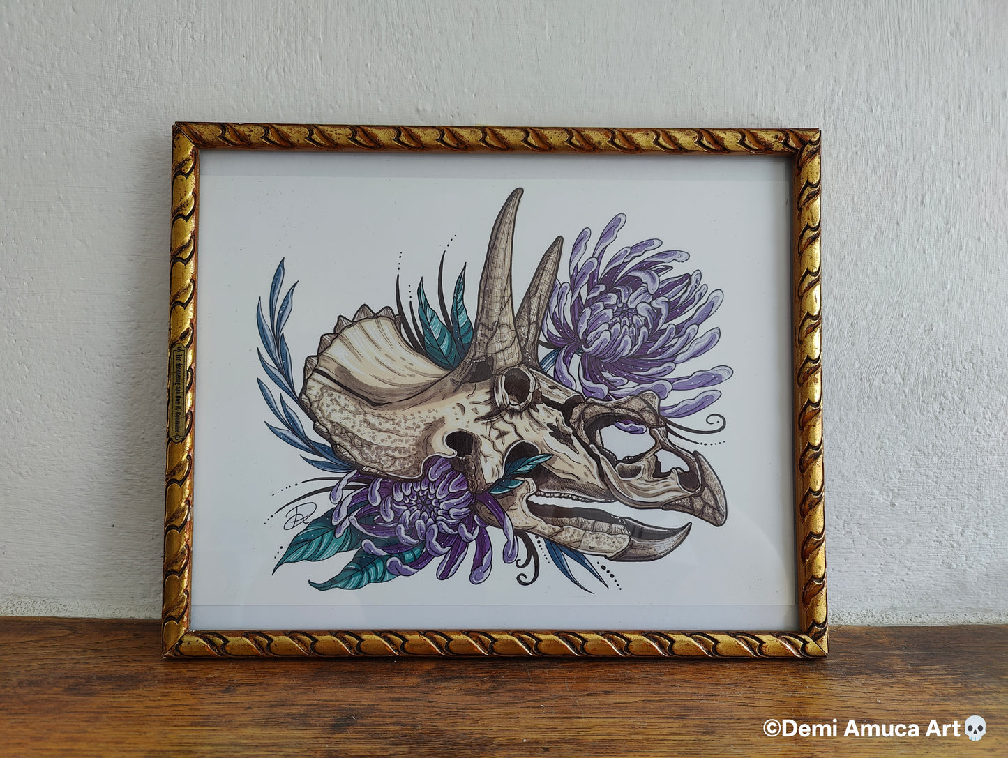 Framed Art Print Triceratops Skull