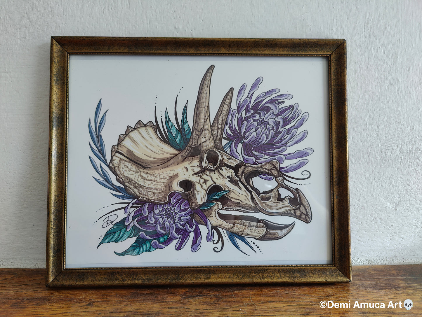 Framed Art Print Triceratops Skull