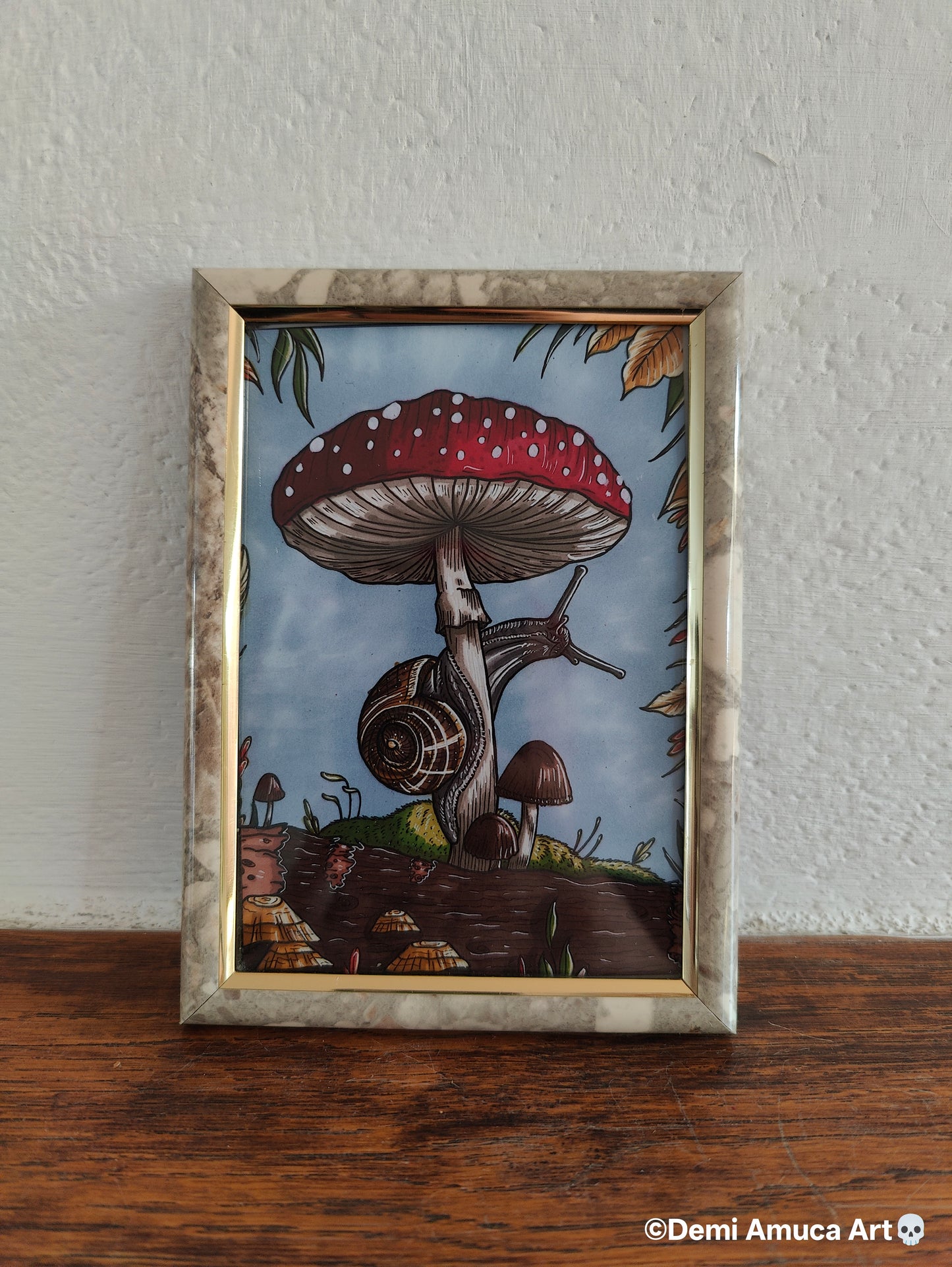 Framed Art Print Snail Shroom
