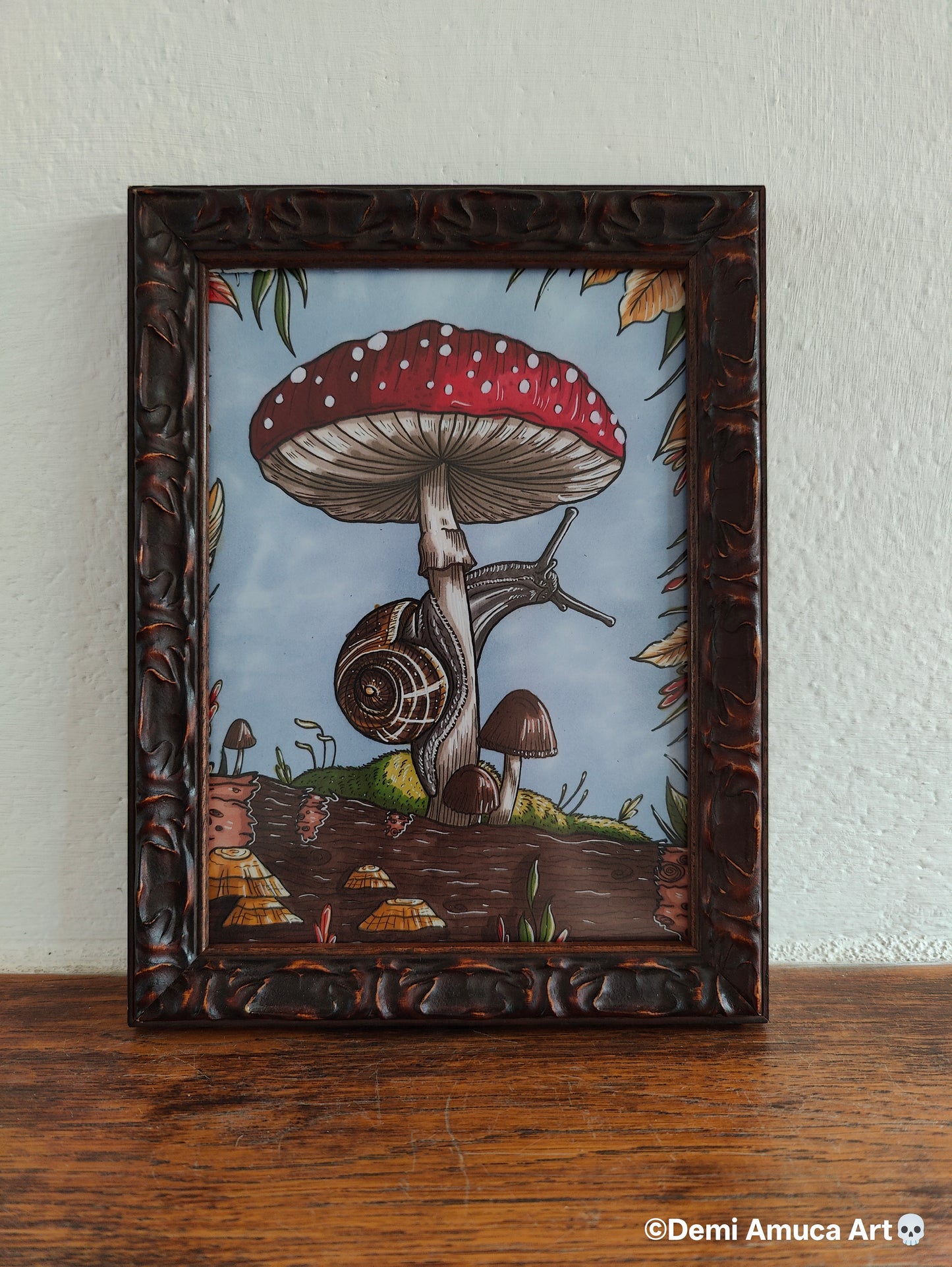 Framed Art Print Snail Shroom