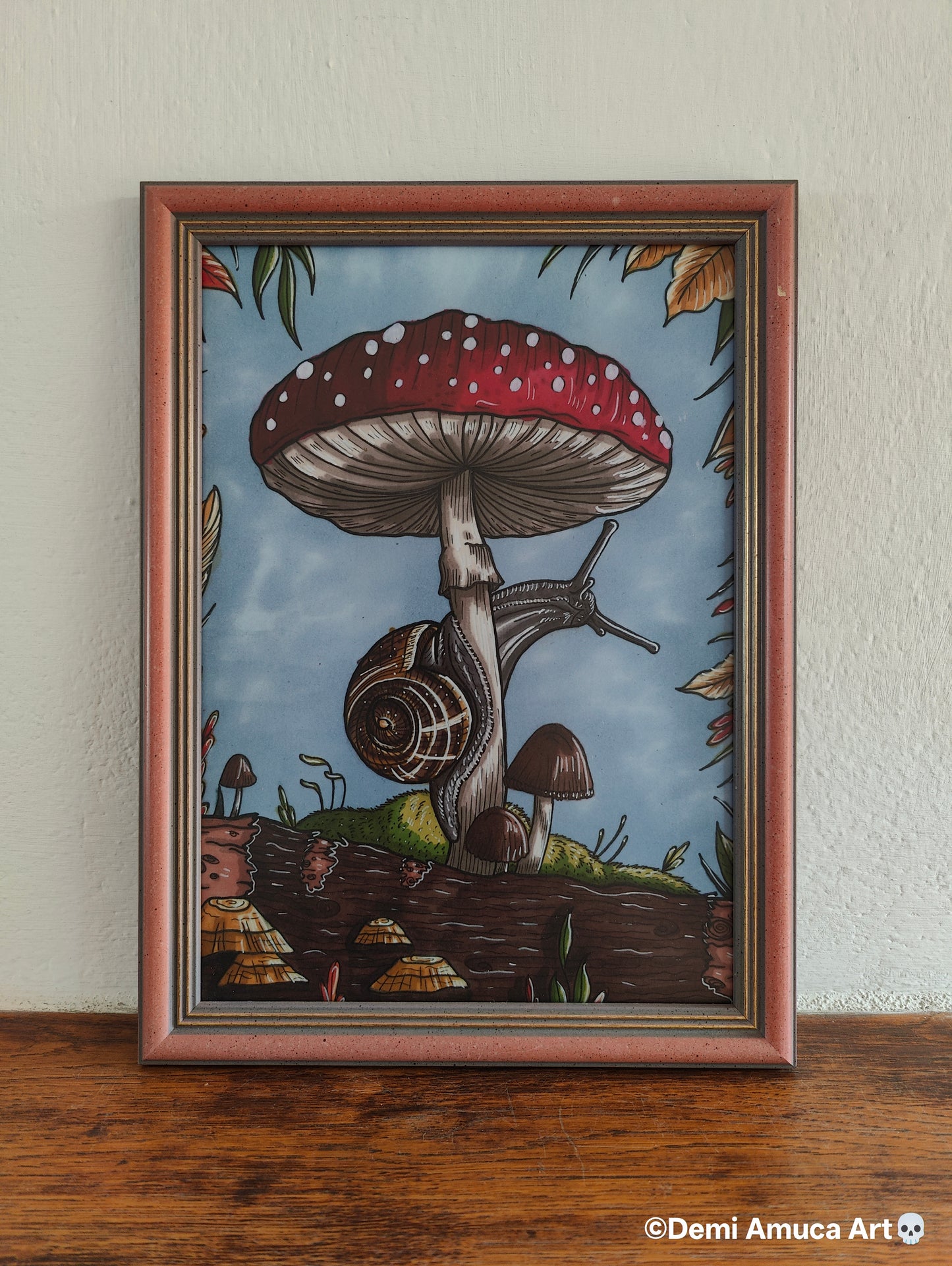 Framed Art Print Snail Shroom