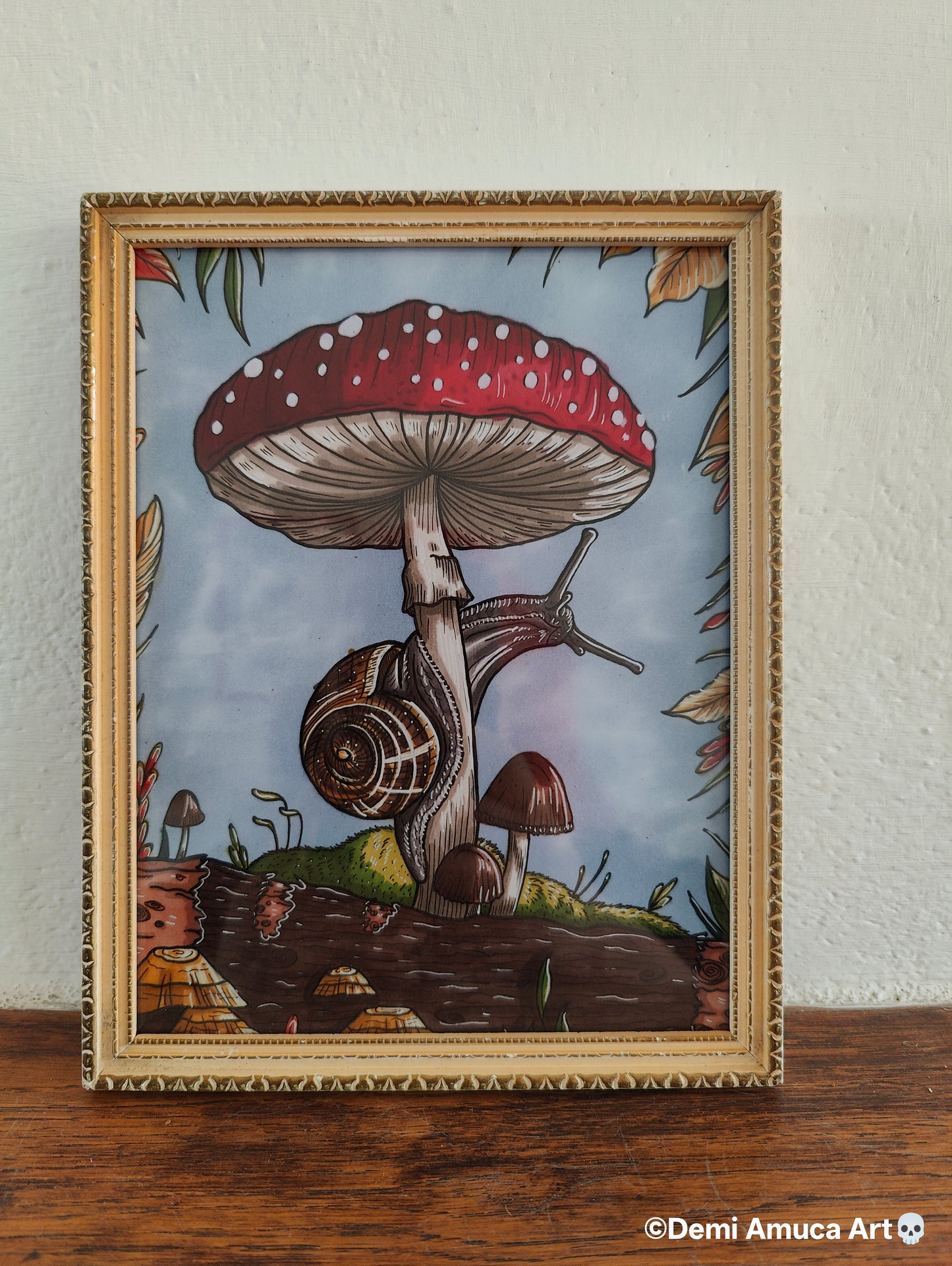Framed Art Print Snail Shroom
