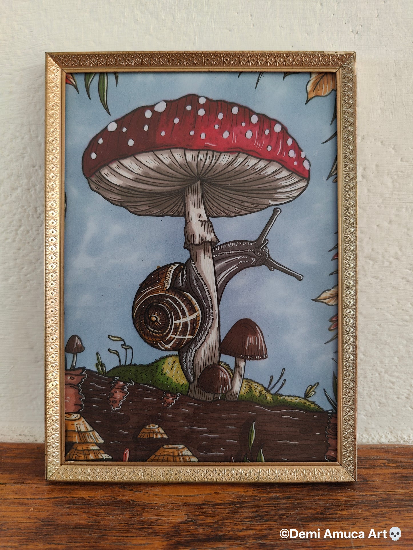 Framed Art Print Snail Shroom