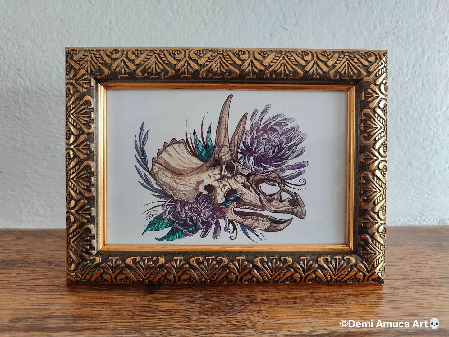 Framed Art Print Triceratops Skull