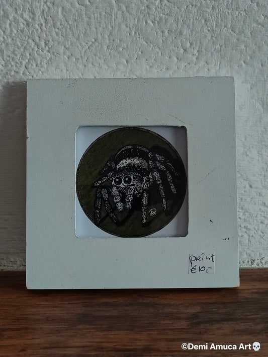 Framed Art Print: Woodpaint Jumping Spider