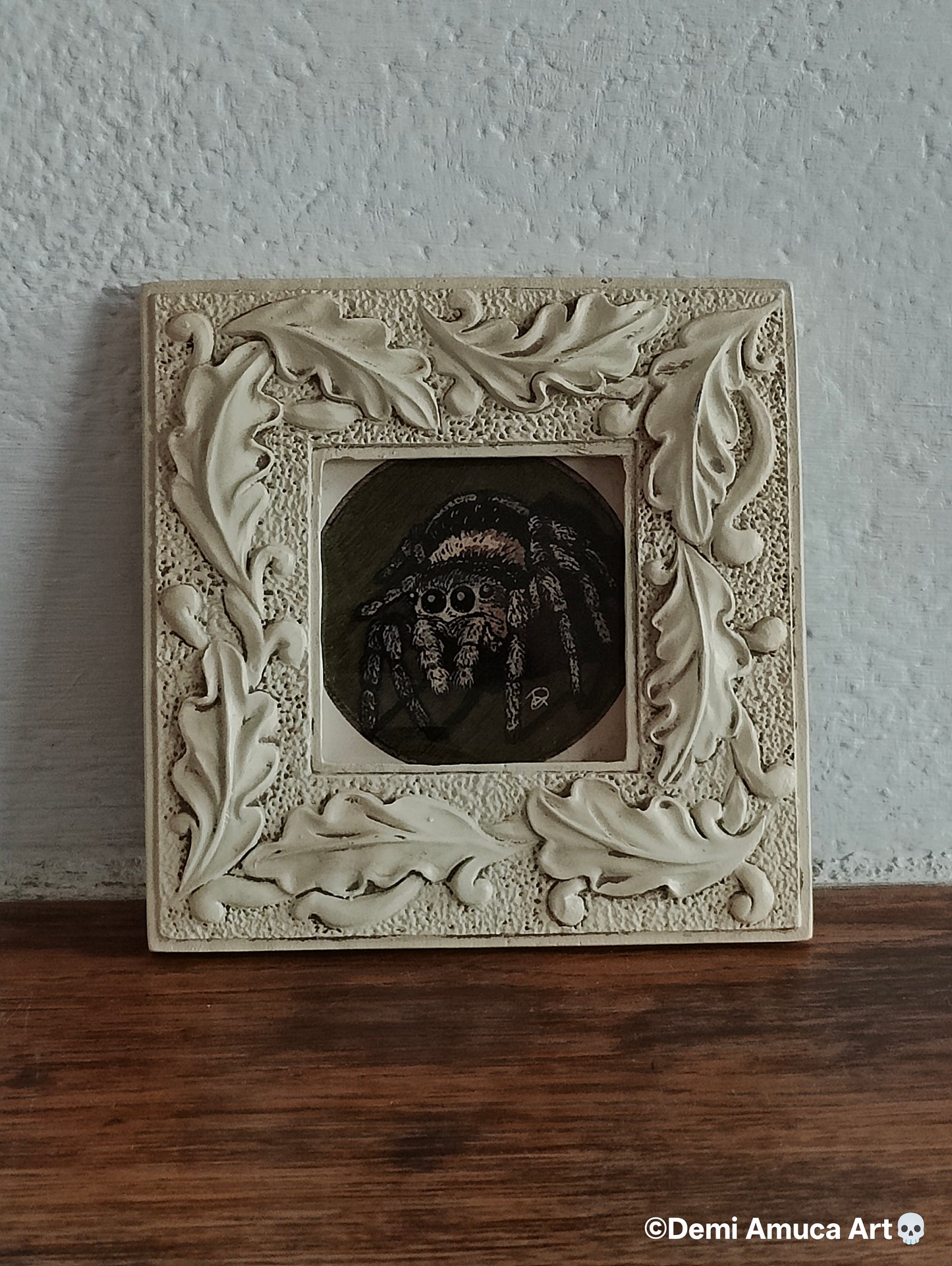 Framed Art Print: Woodpaint Jumping Spider