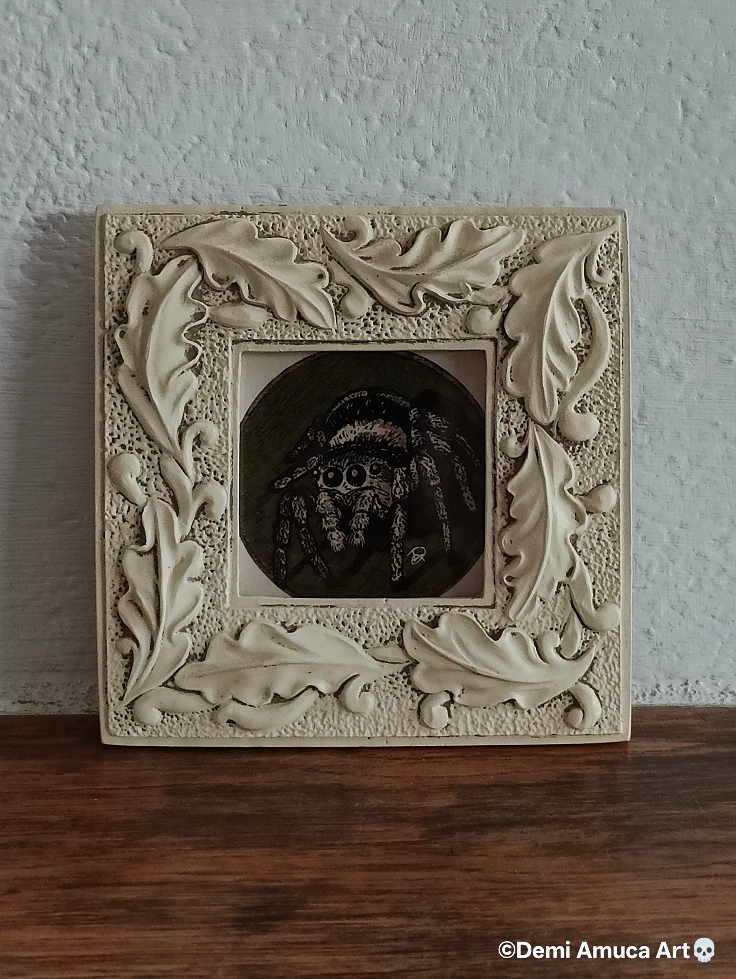 Framed Art Print: Woodpaint Jumping Spider