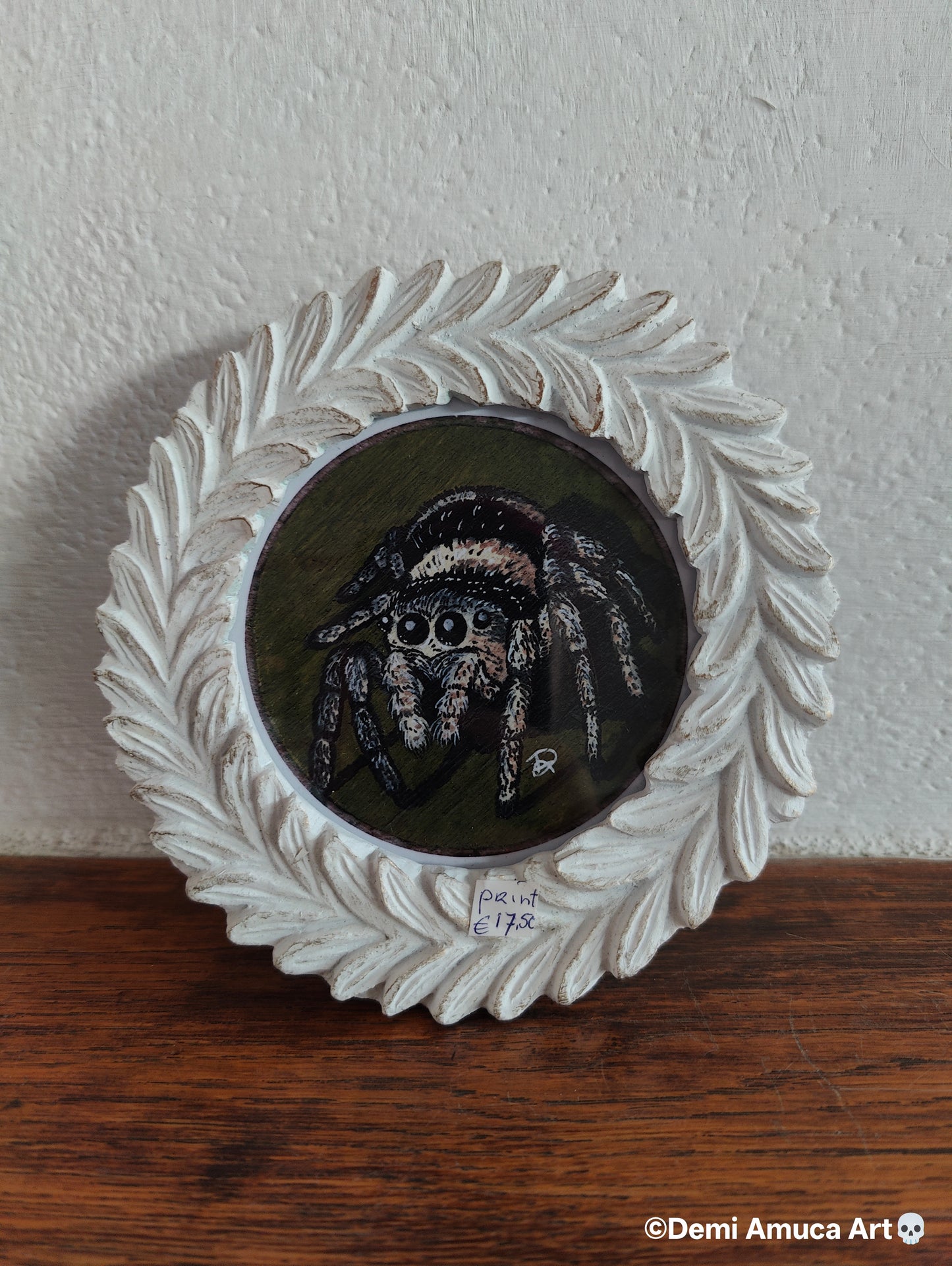 Framed Art Print: Woodpaint Jumping Spider
