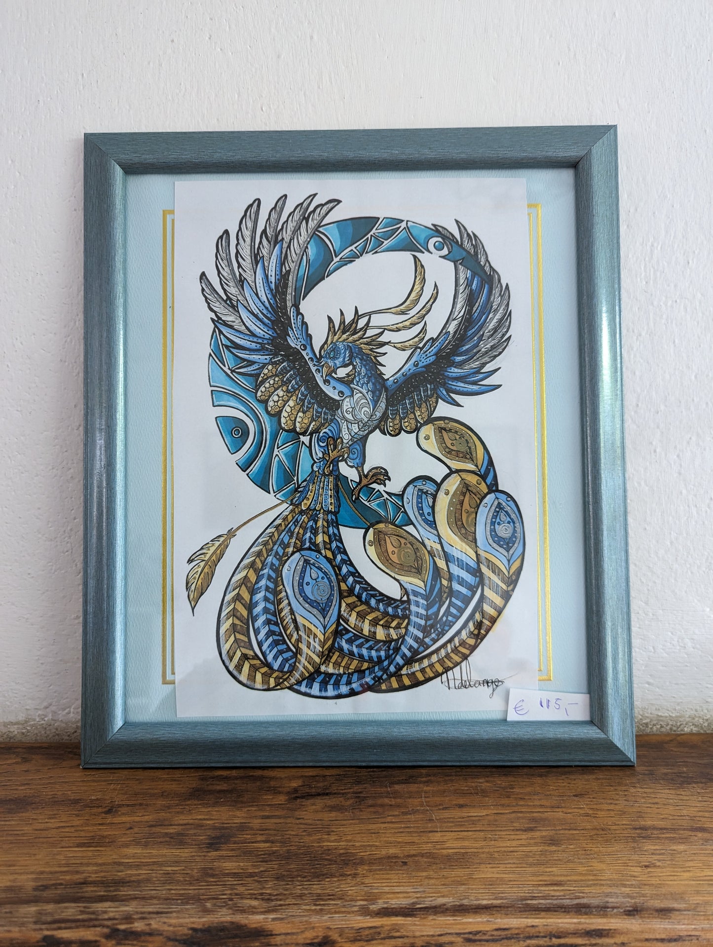 Framed Original Blue Phoenix (No Shipping)