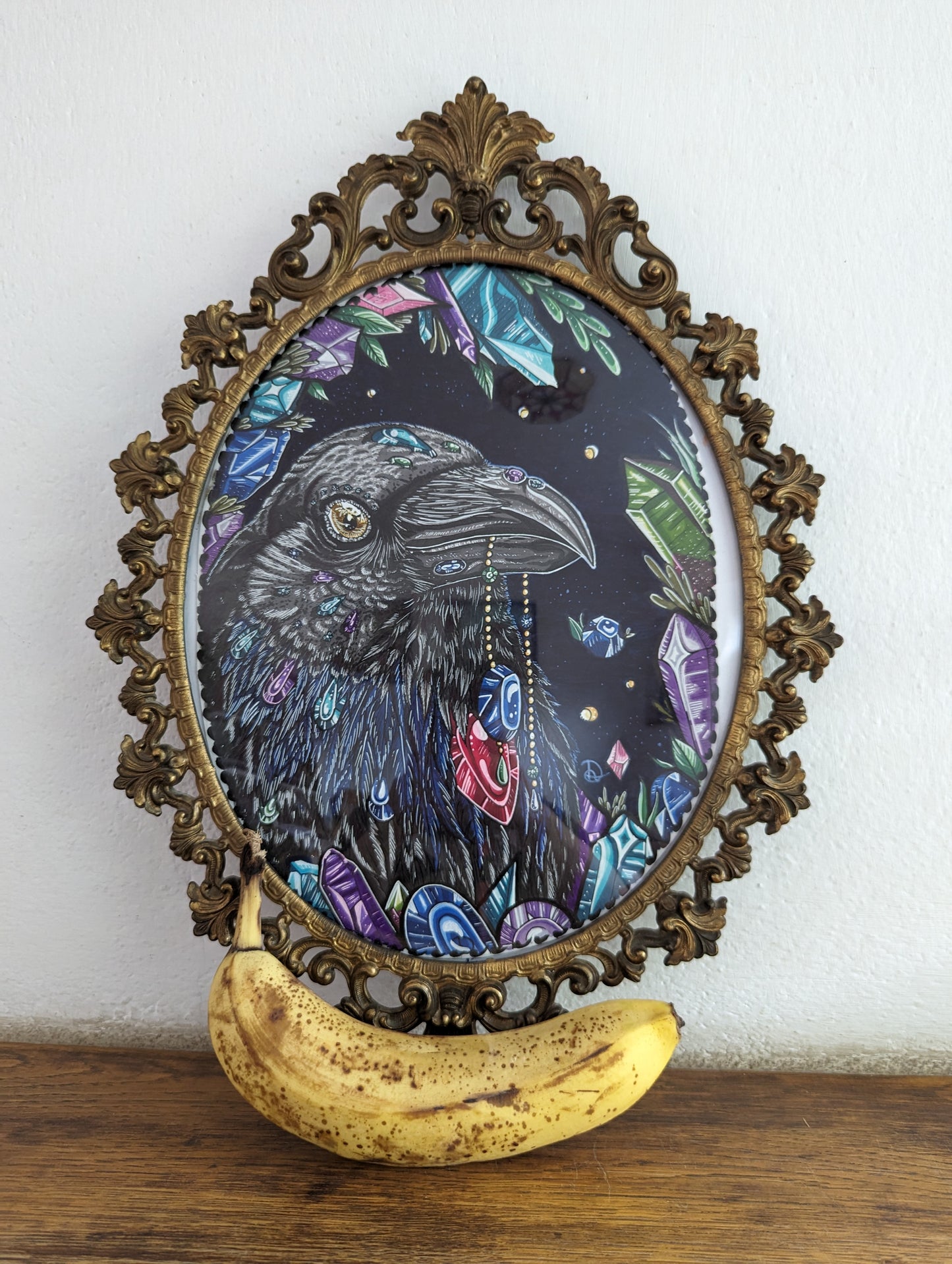 Framed Original Gem Raven (No Shipping)