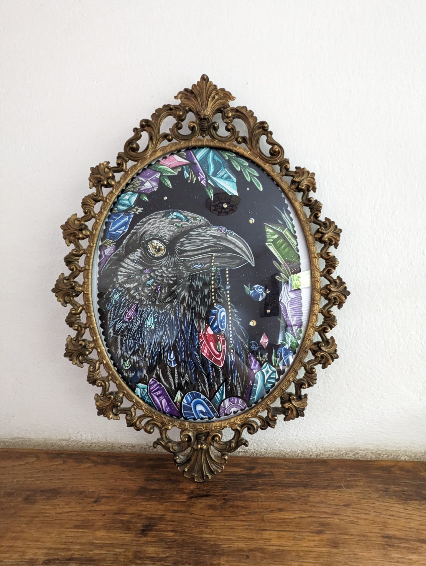 Framed Original Gem Raven (No Shipping)