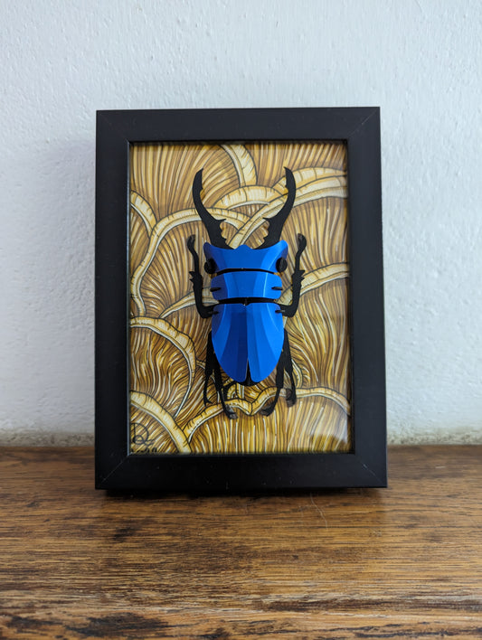 Framed Original 3D Beetle