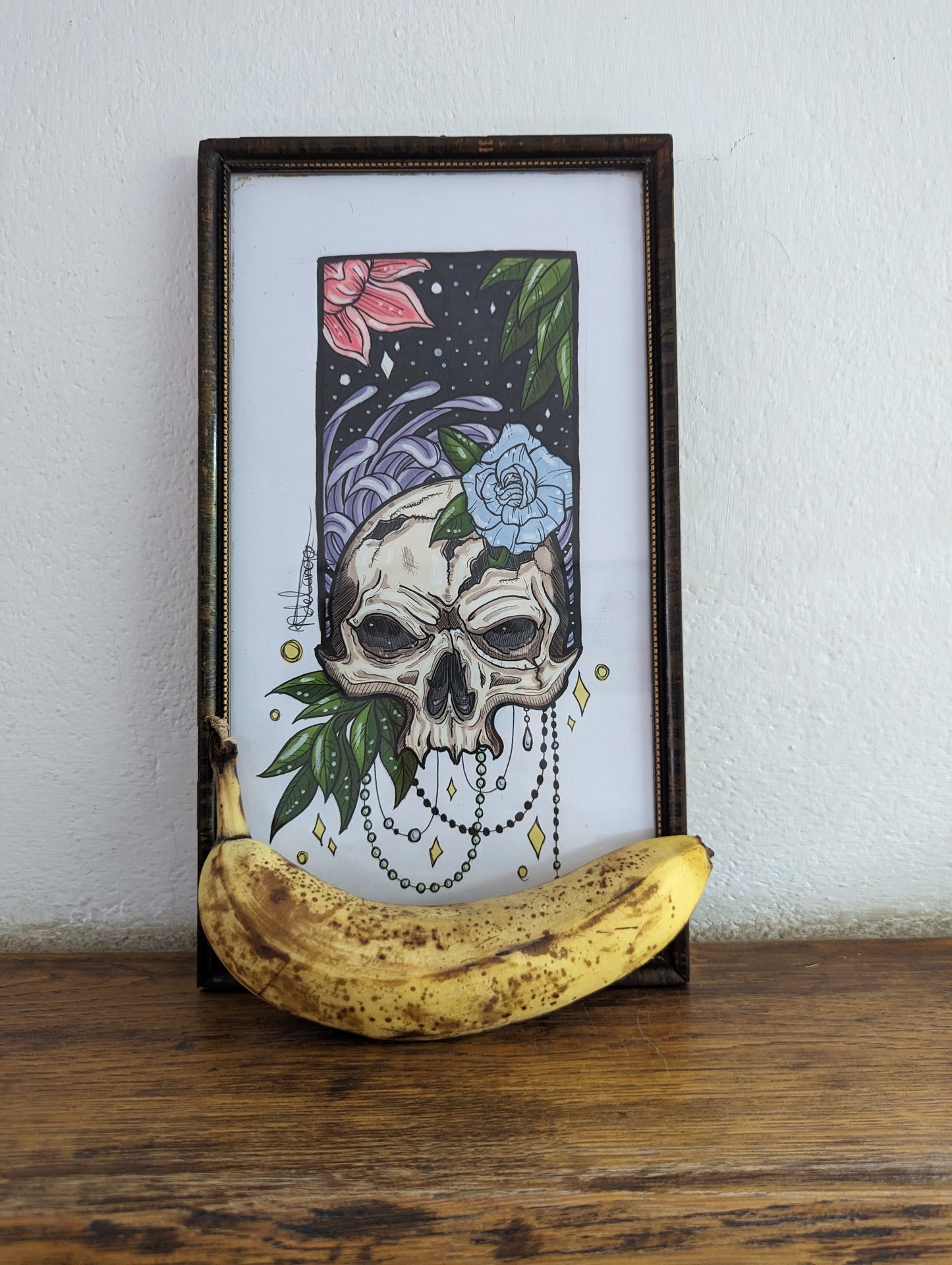 Framed Original Flowerskull (Pick up preferred)