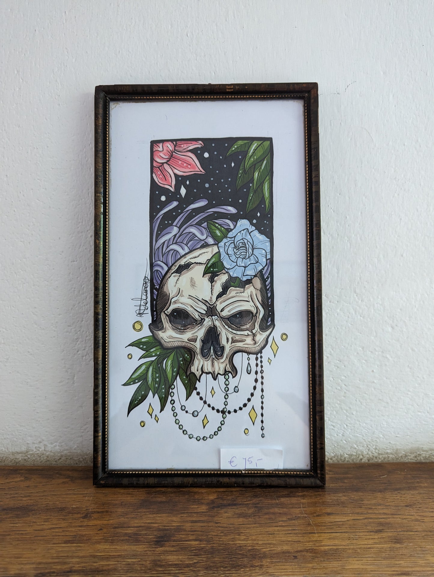 Framed Original Flowerskull (Pick up preferred)