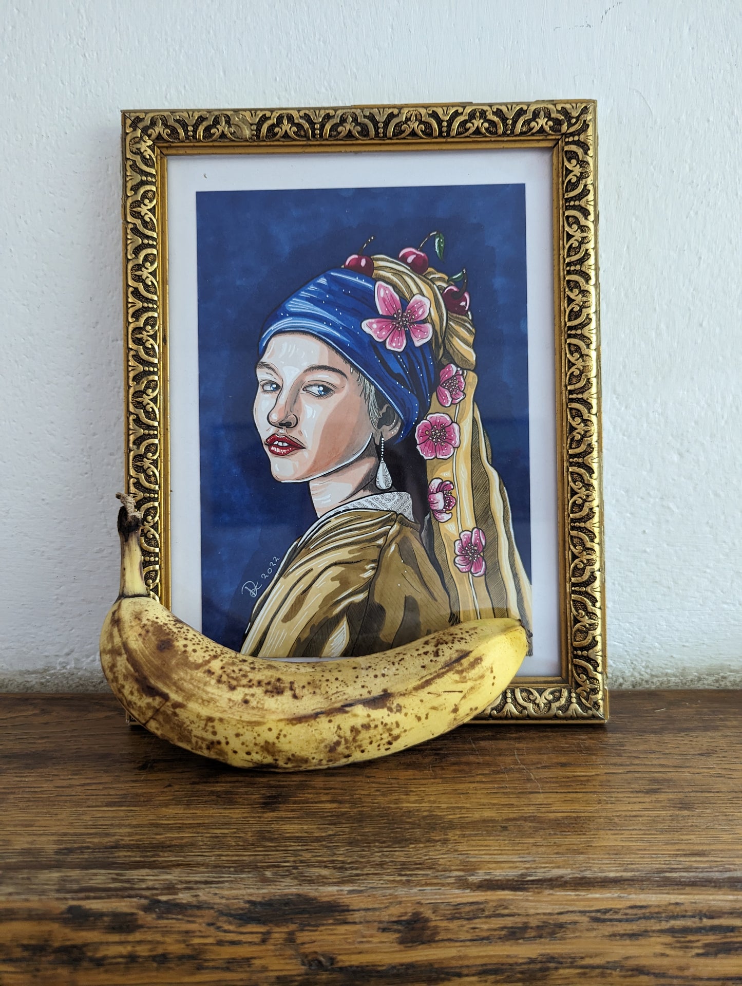 Framed Original My girl with a pearl (Pick up preferred)