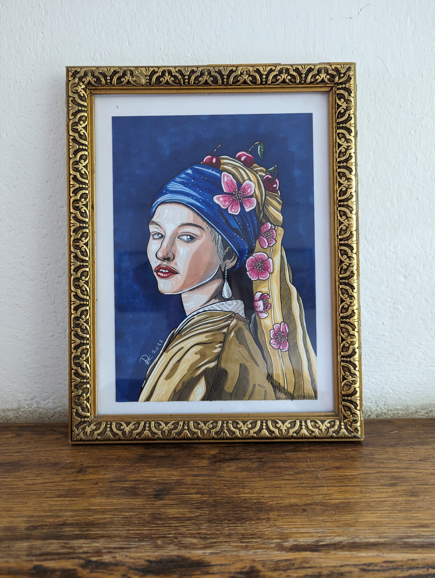 Framed Original My girl with a pearl (Pick up preferred)