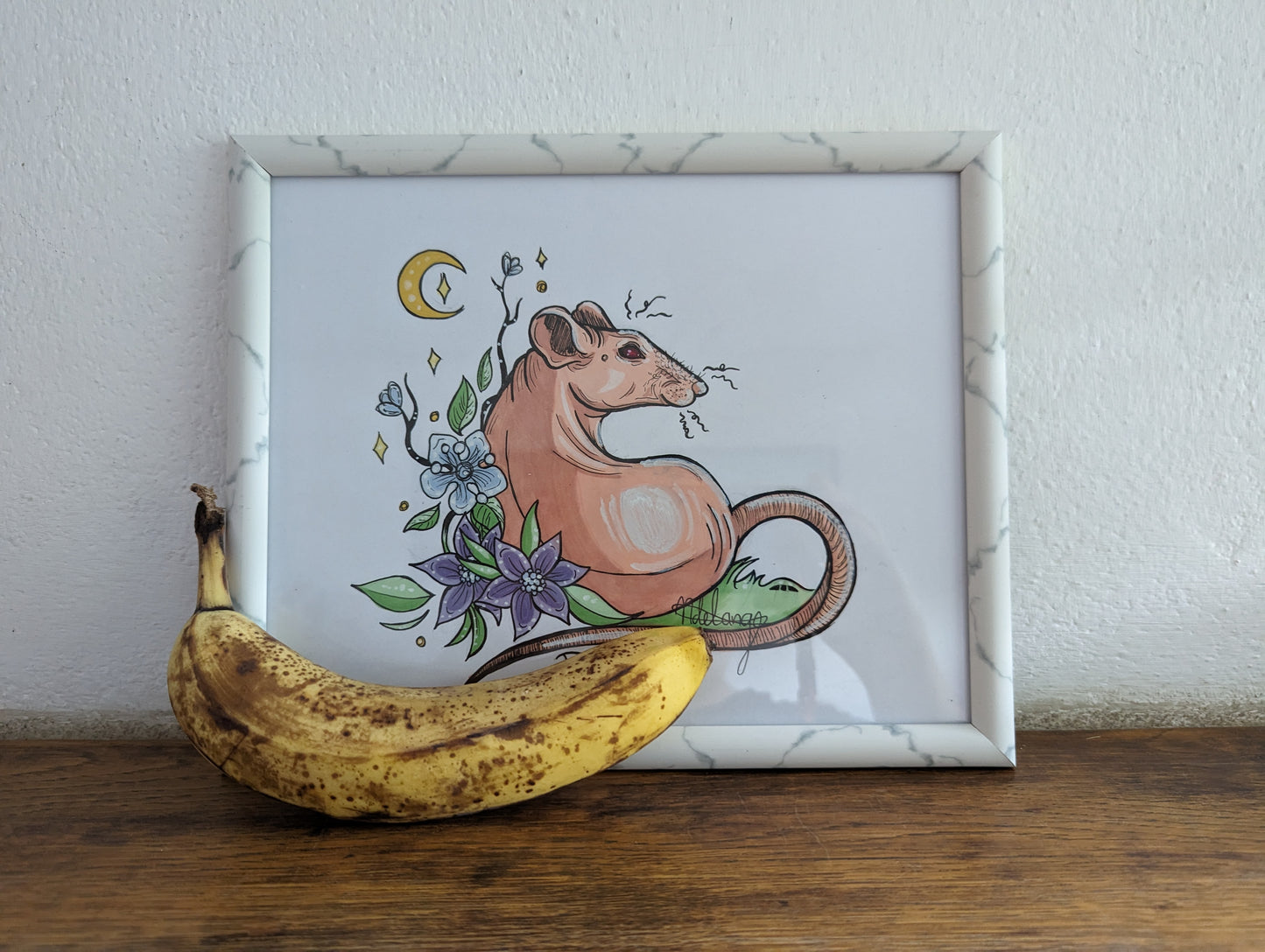 Framed Original Pink & Happy the rats