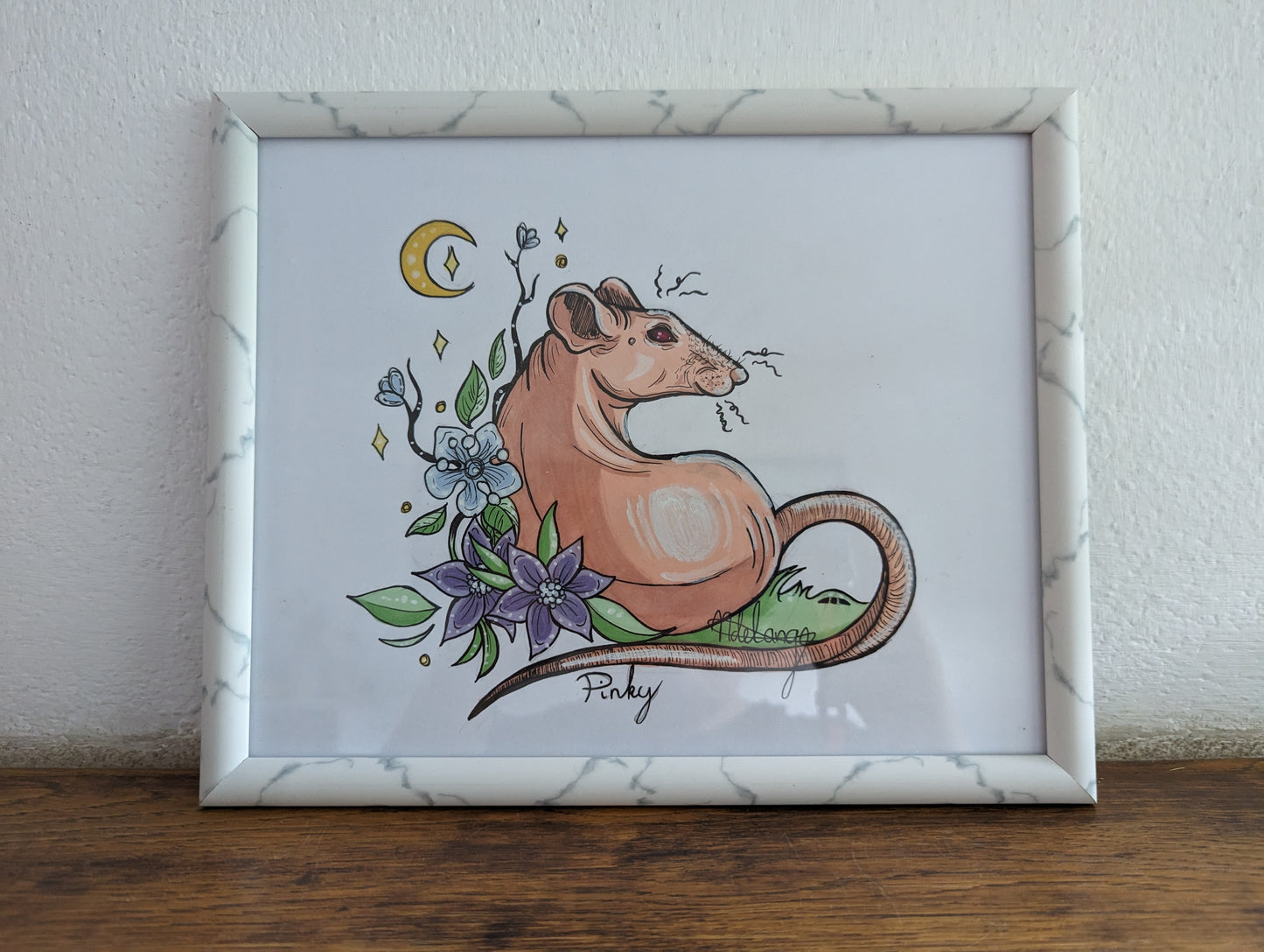 Framed Original Pink & Happy the rats