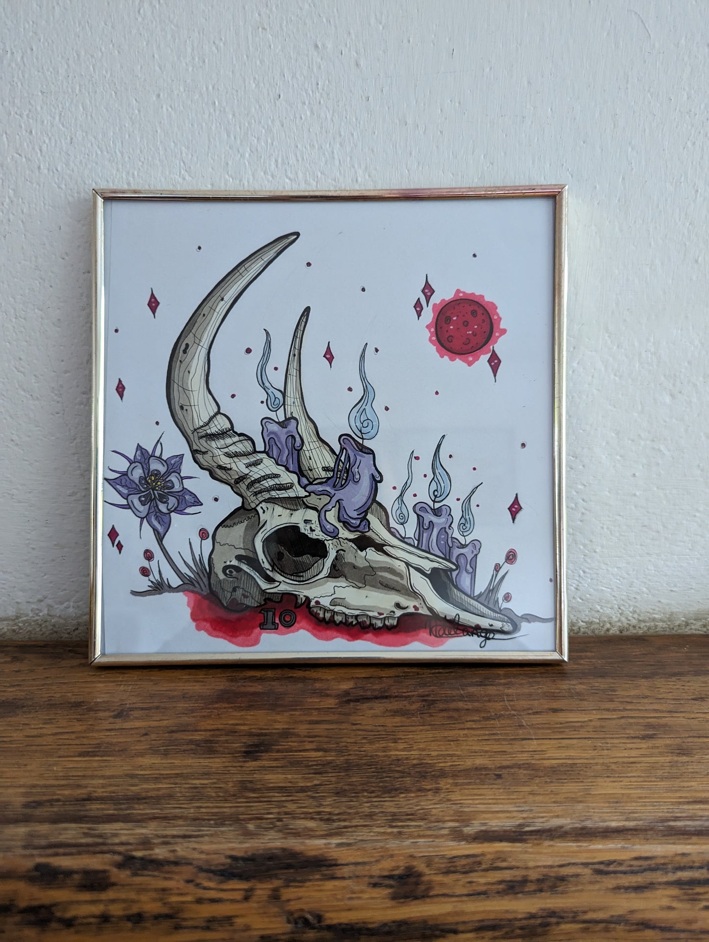 Framed Original Candleskull