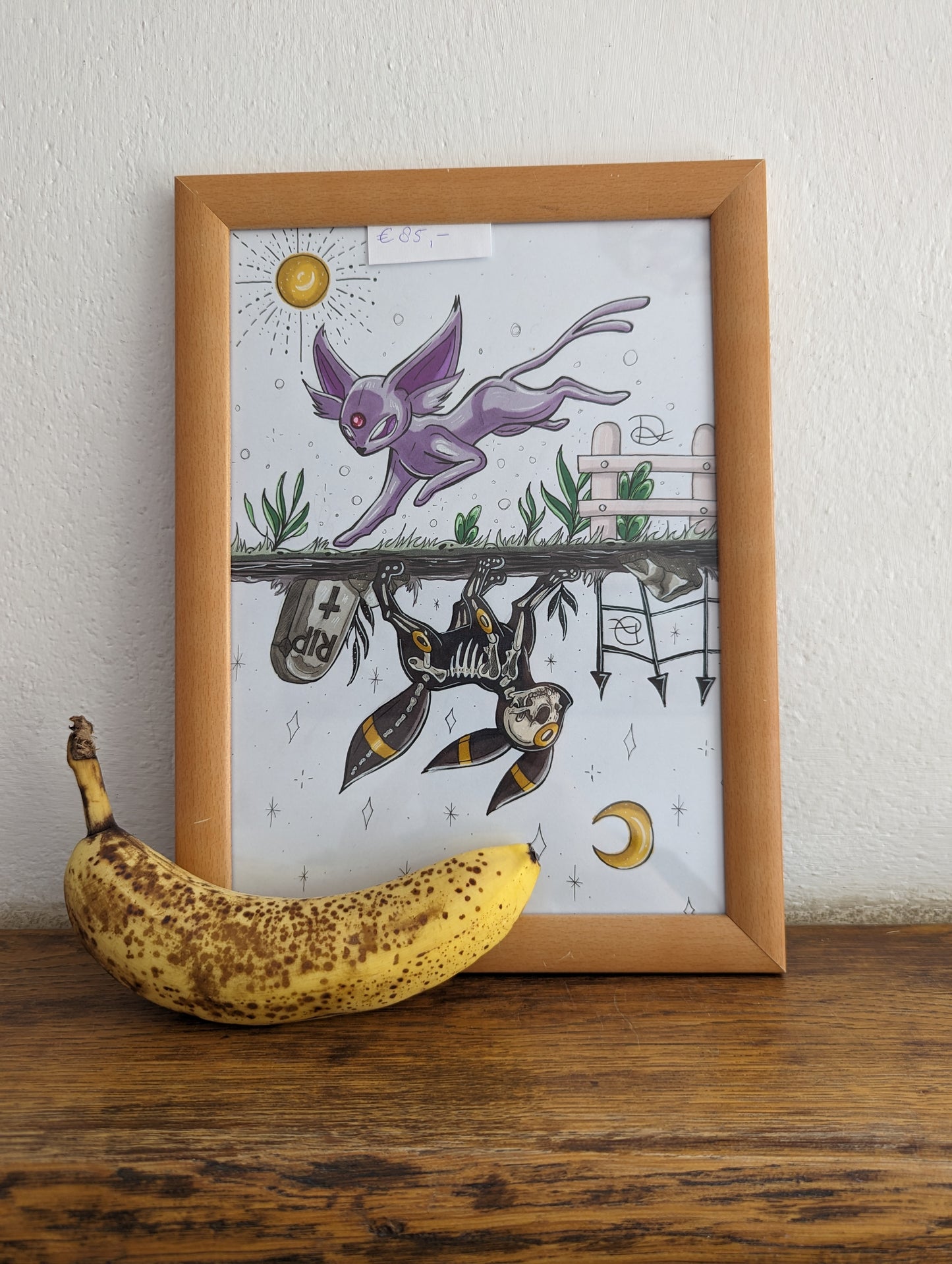 Framed Original Espeon & Umbreon