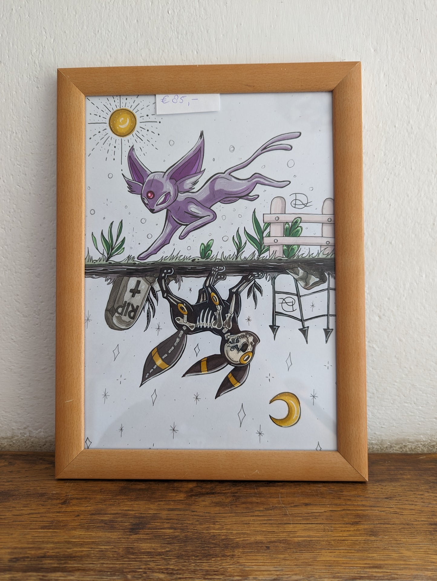 Framed Original Espeon & Umbreon