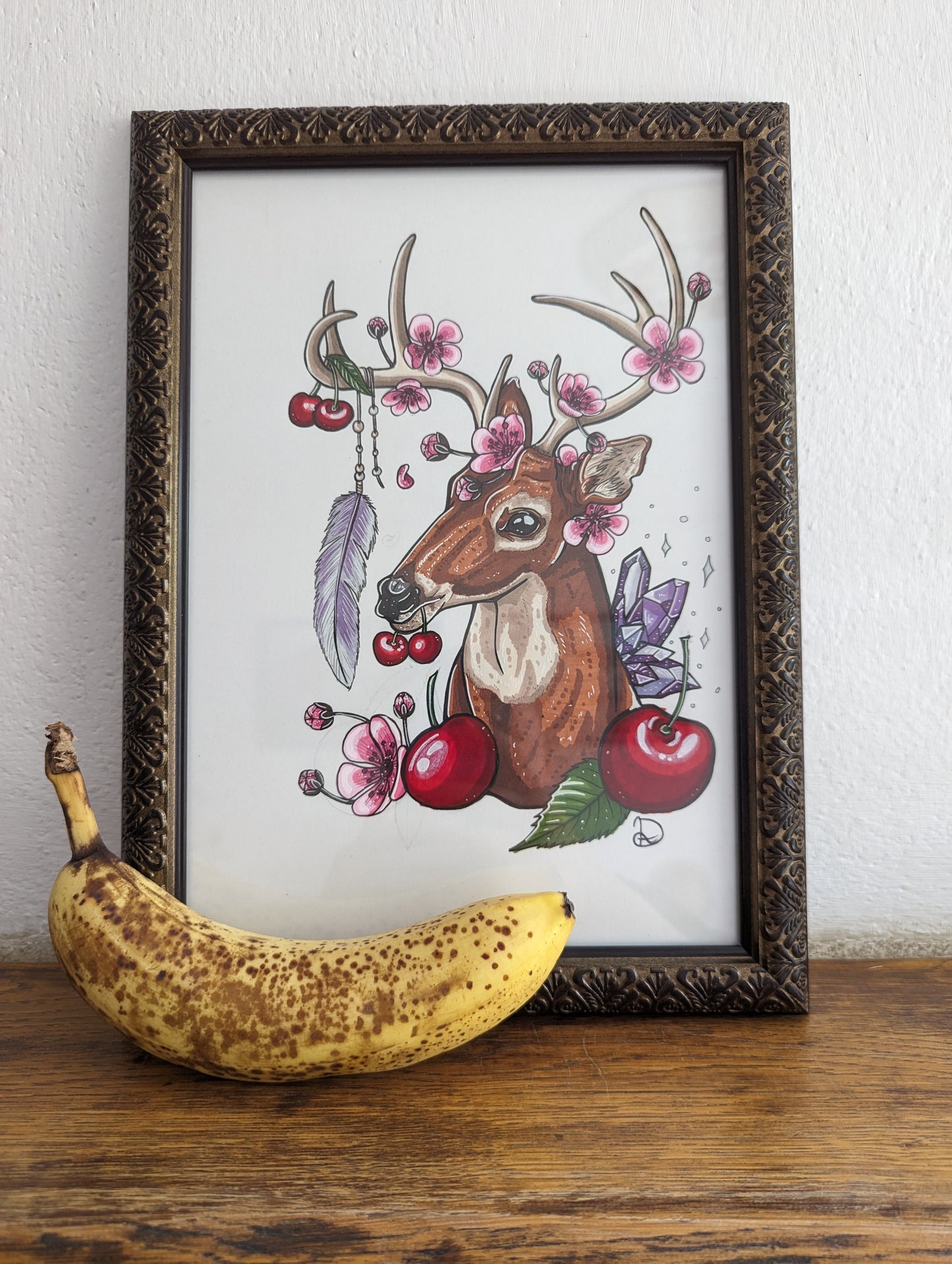 Framed Original Spring Deer