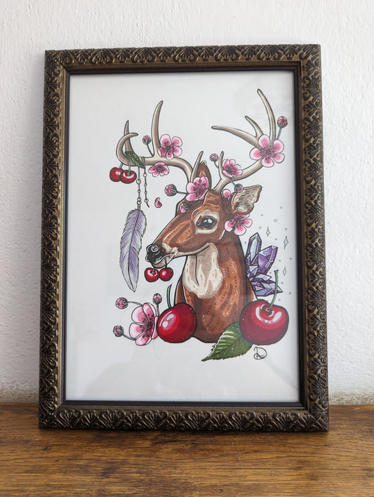 Framed Original Spring Deer