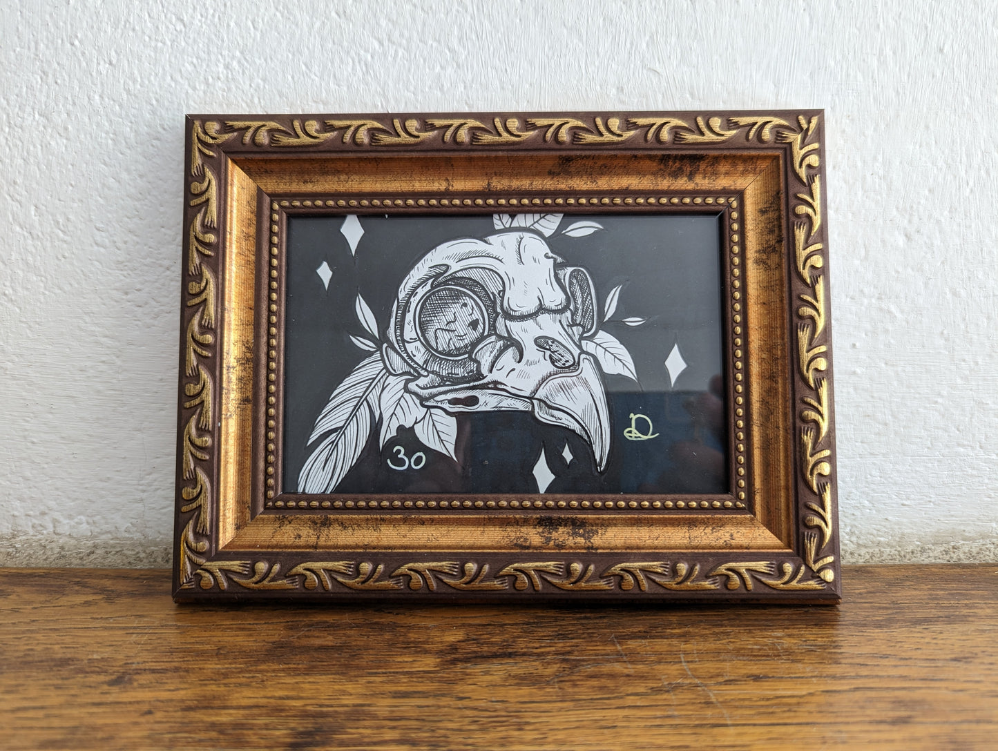 Framed Original Owlskull