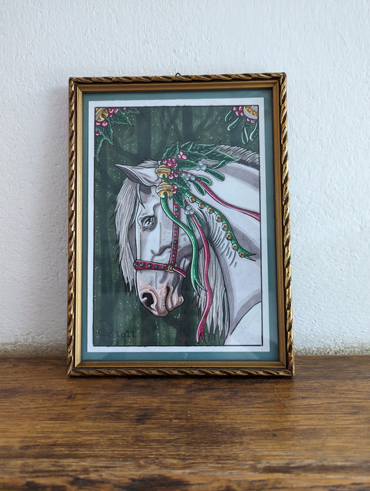 Framed Original Christmas Horse (Pick up Preferred)