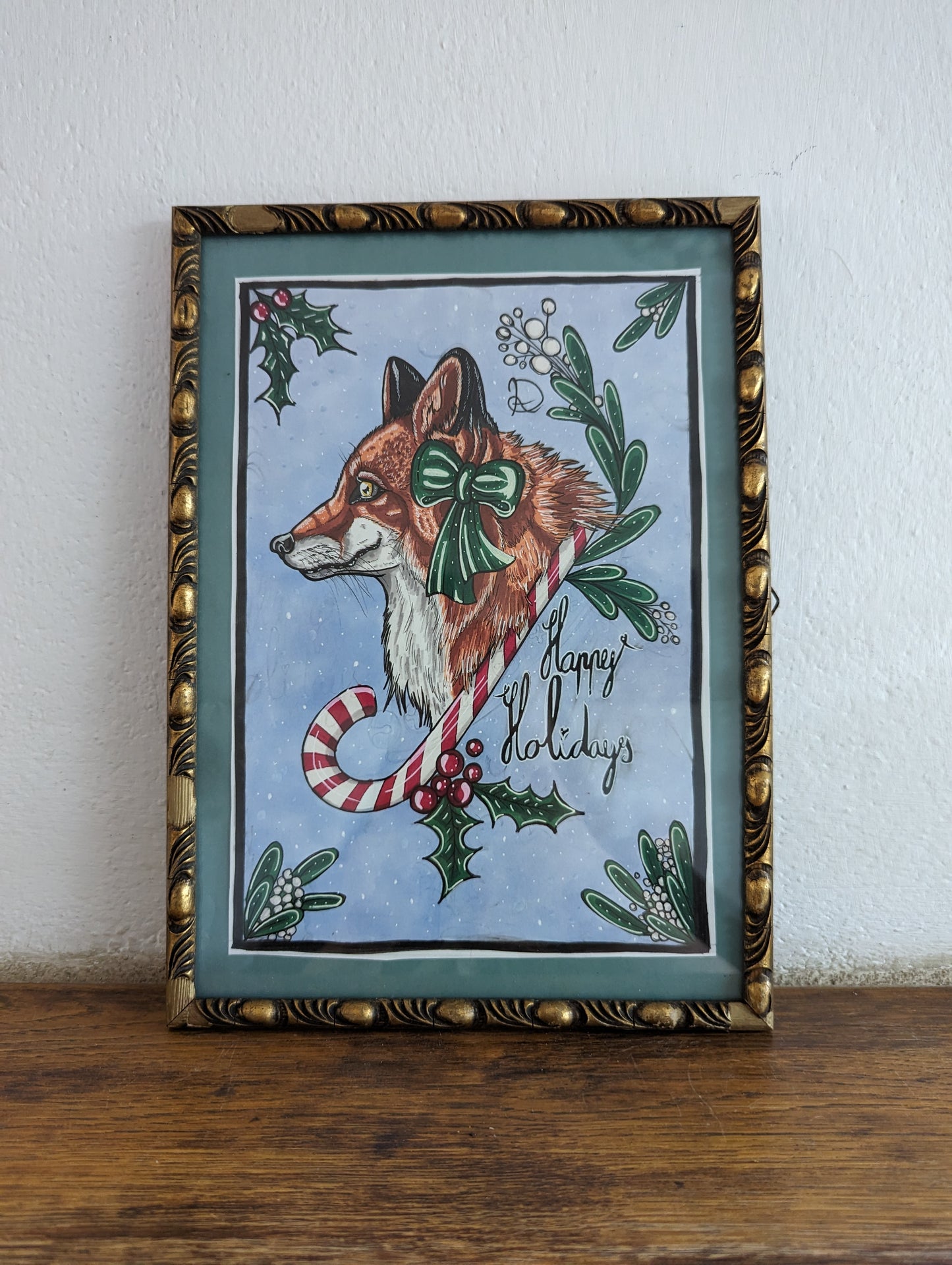 Framed Original Christmas Fox