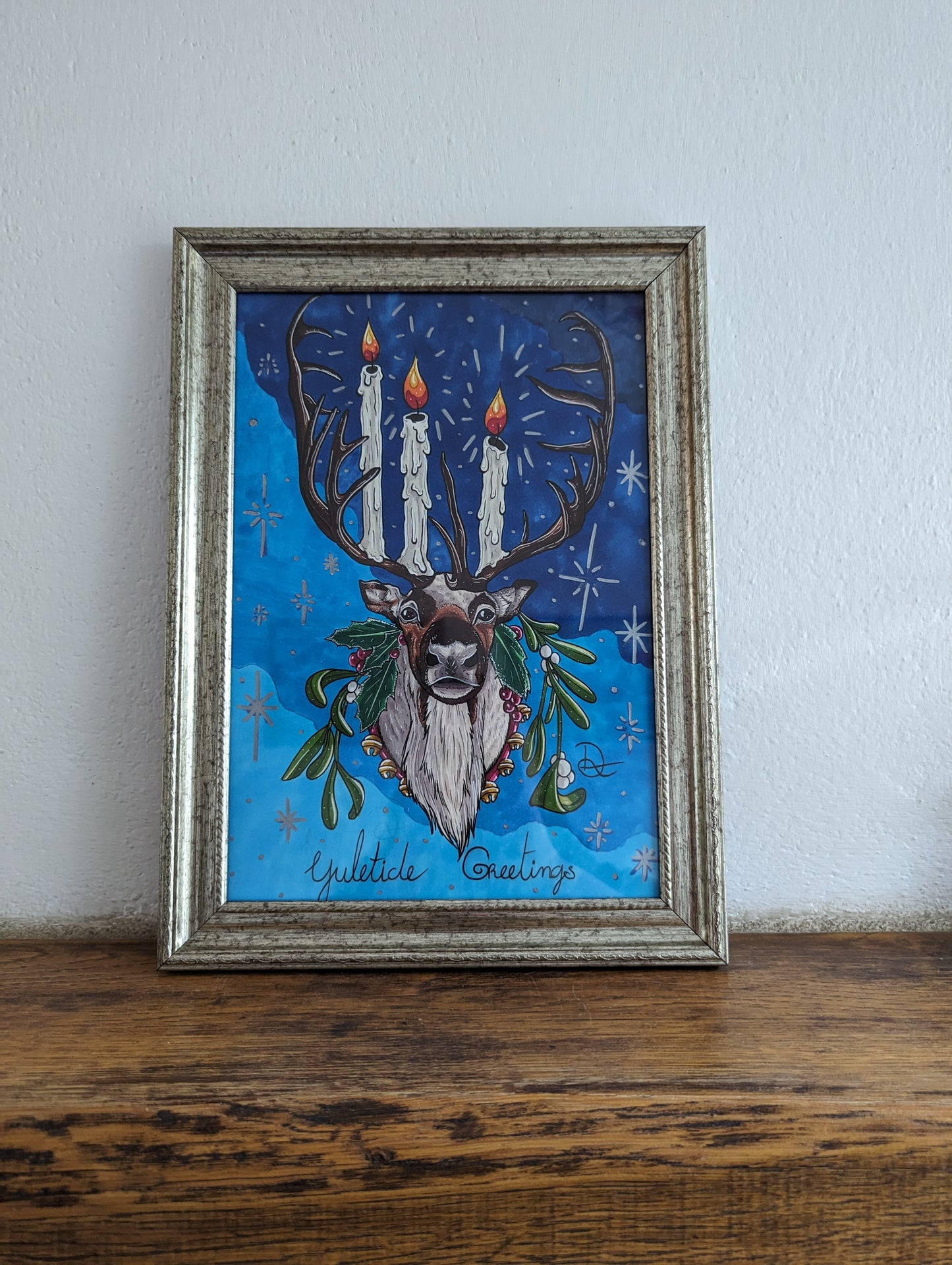 Framed Original Christmas Deer