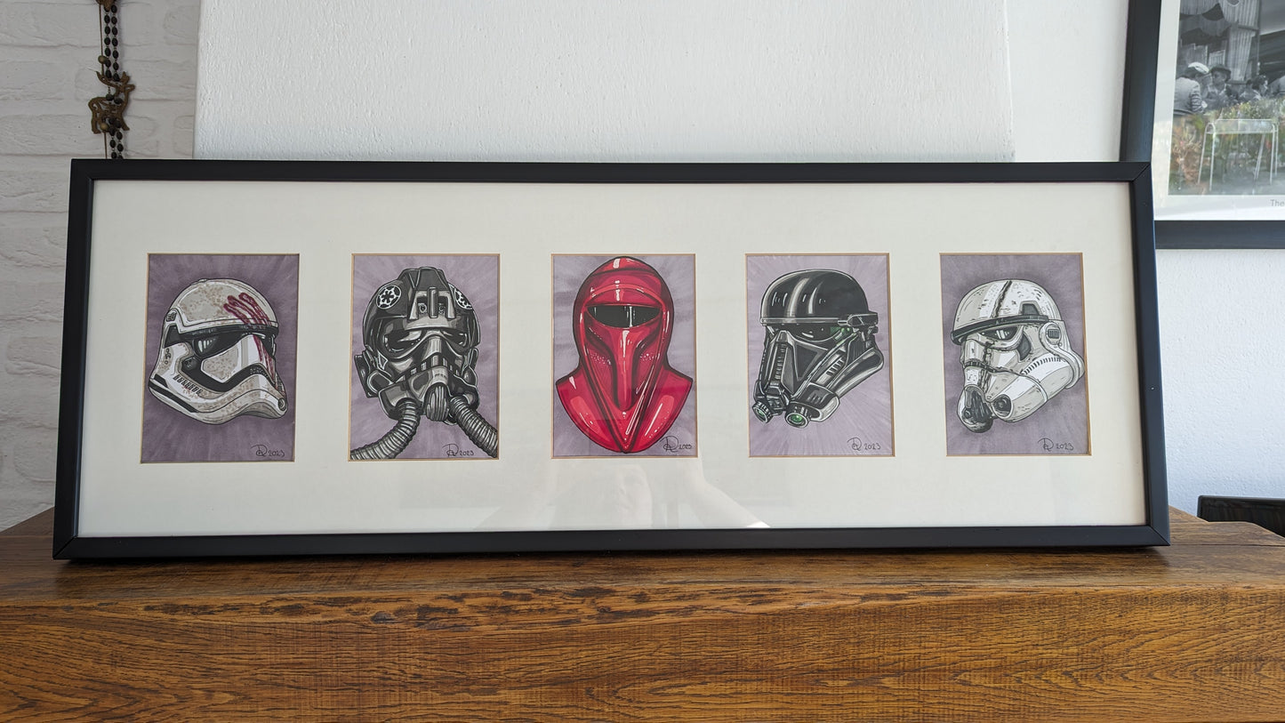 Framed Original Starwars Helmets (No Shipping)