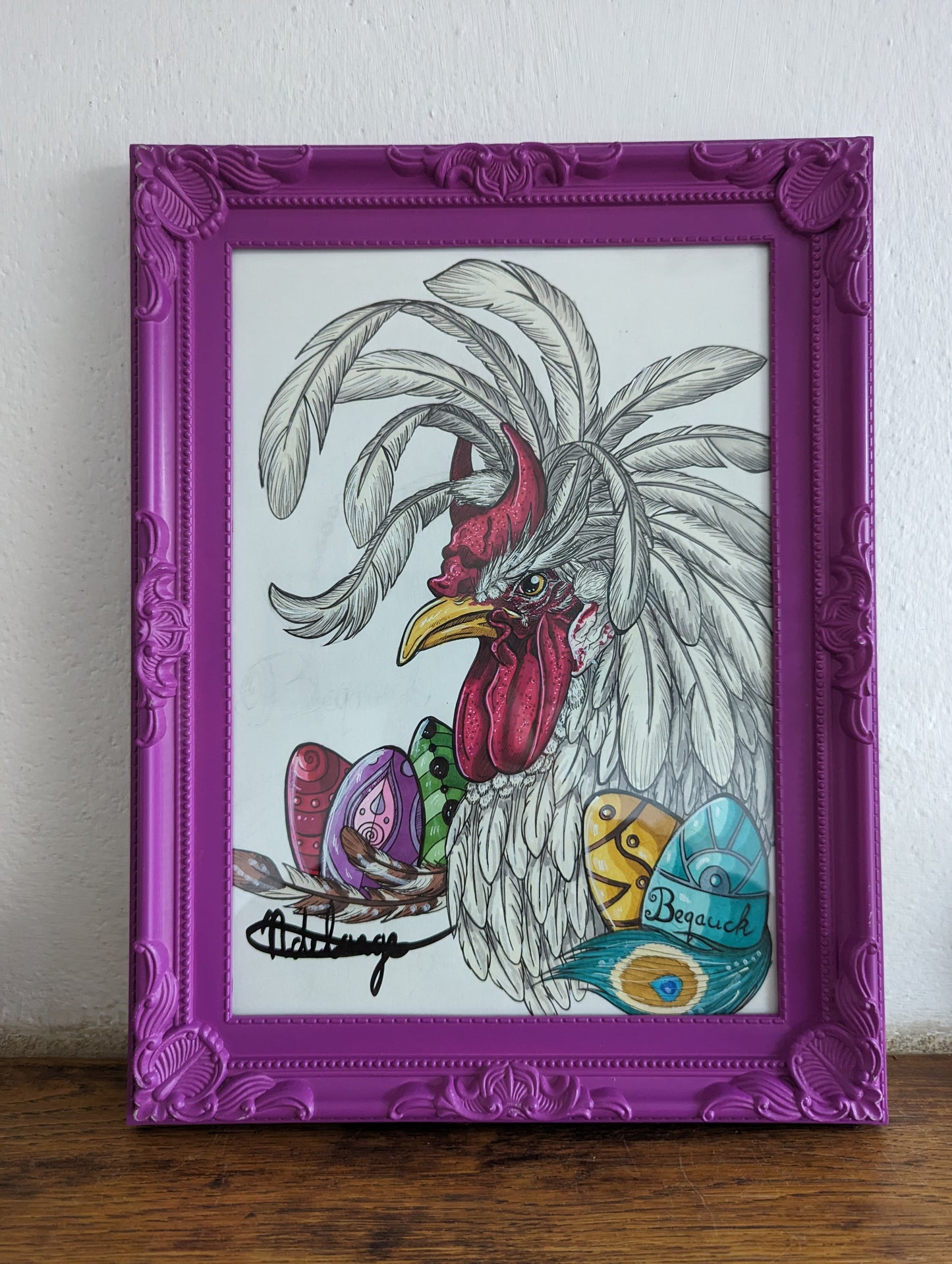 Framed Original Rooster